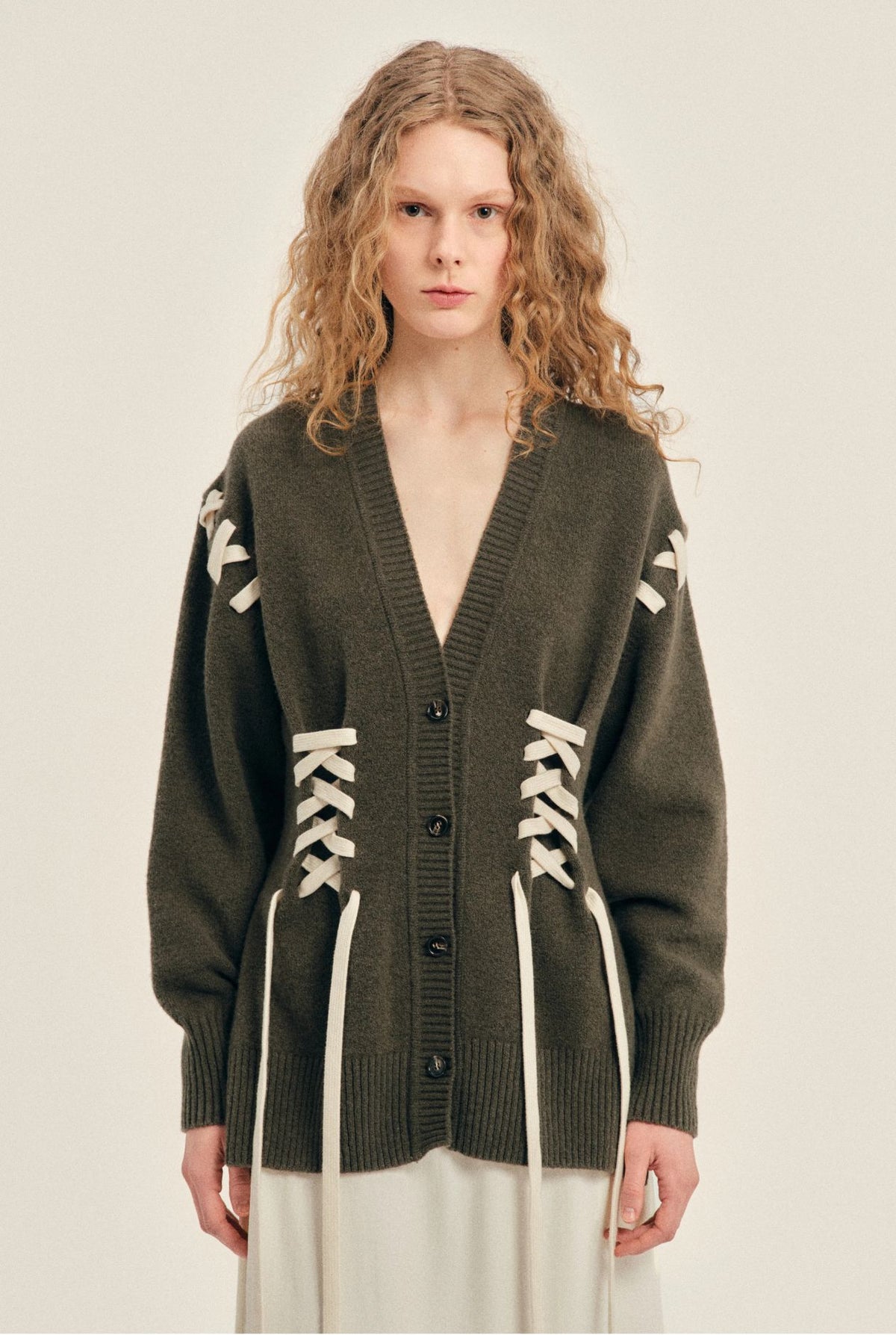MERINO SCULPTED CORSET CARDIGAN