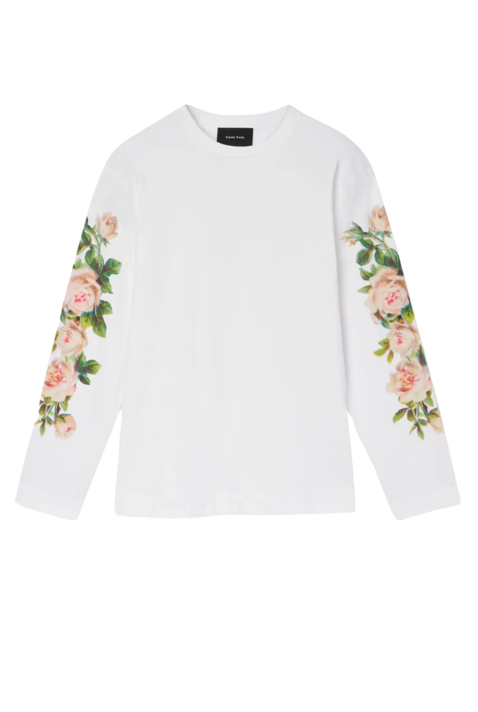 ROSE BANQUET PRINT LONG SLEEVE T-SHIRT WHITE