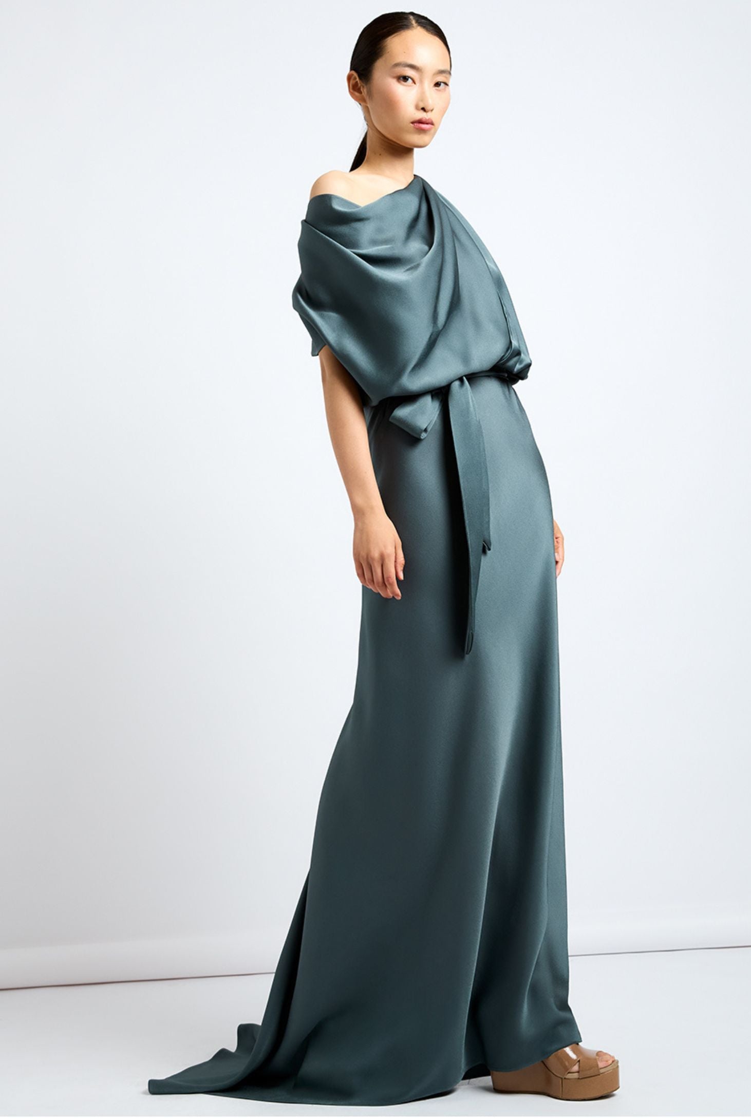 IDYIA DRAPED TRANSFORMABLE LONG DRESS LAGOON
