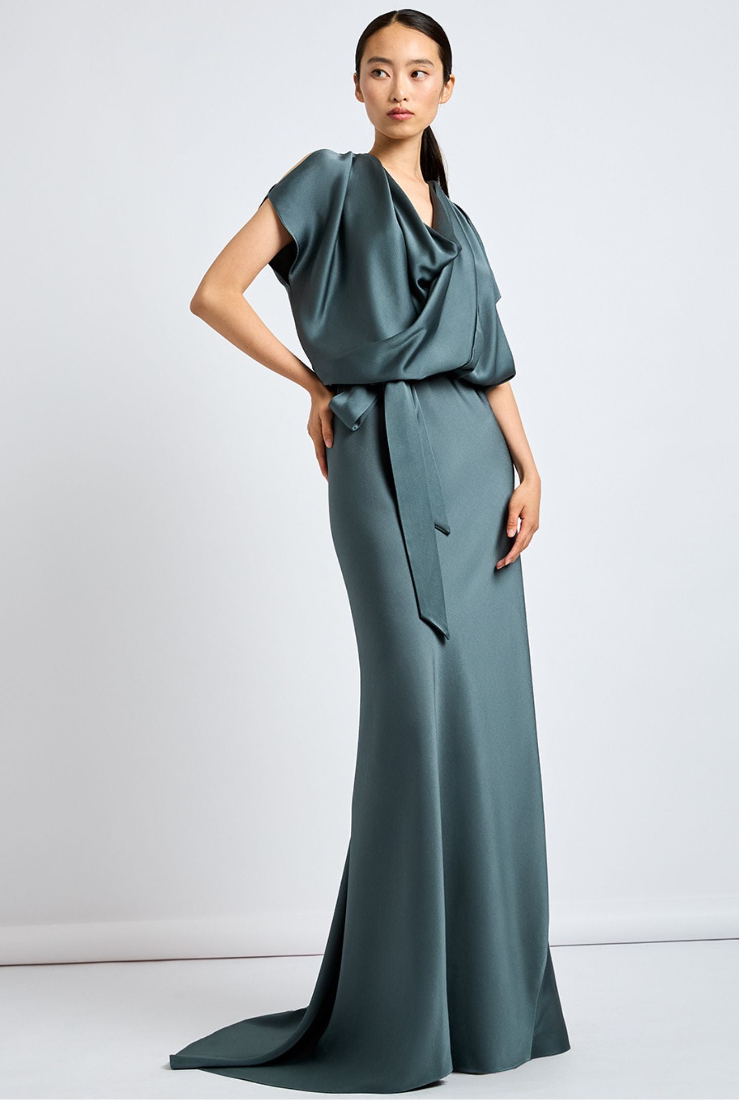 IDYIA DRAPED TRANSFORMABLE LONG DRESS LAGOON