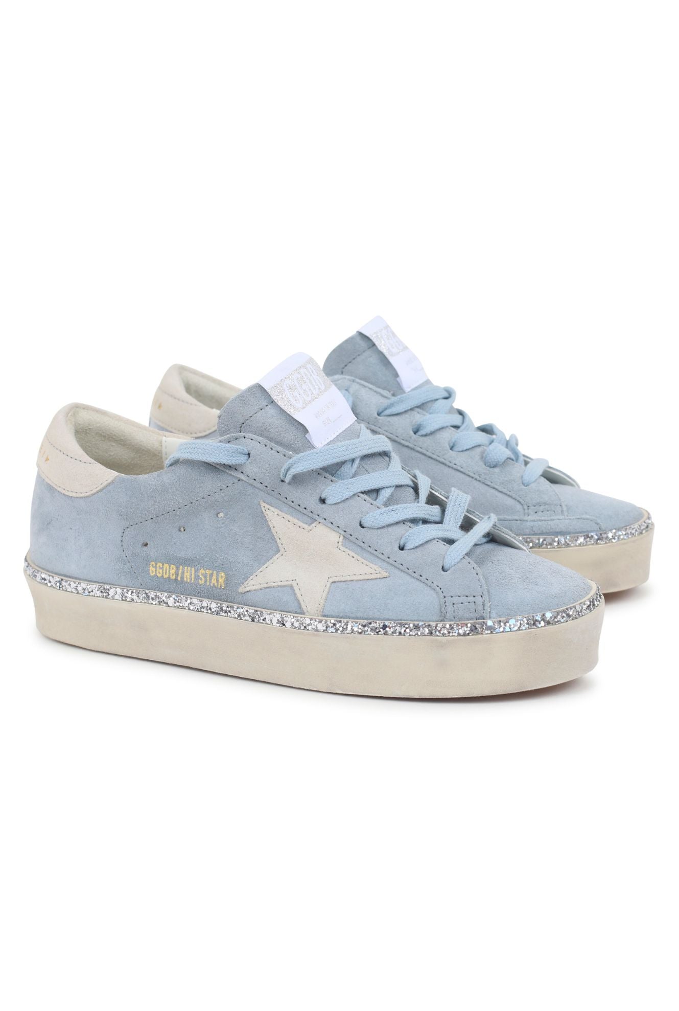 HI STAR SUEDE UPPER TOE STAR AND HEEL GLITTER FOXING