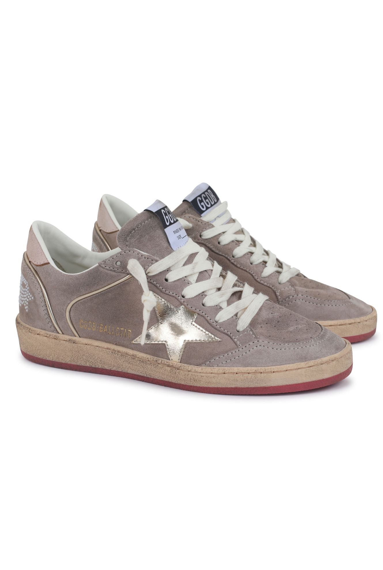 BALLSTAR SUEDE UPPER TOE AND SPUR WITH PEARLS LAMINATED STAR LEATHER HEEL