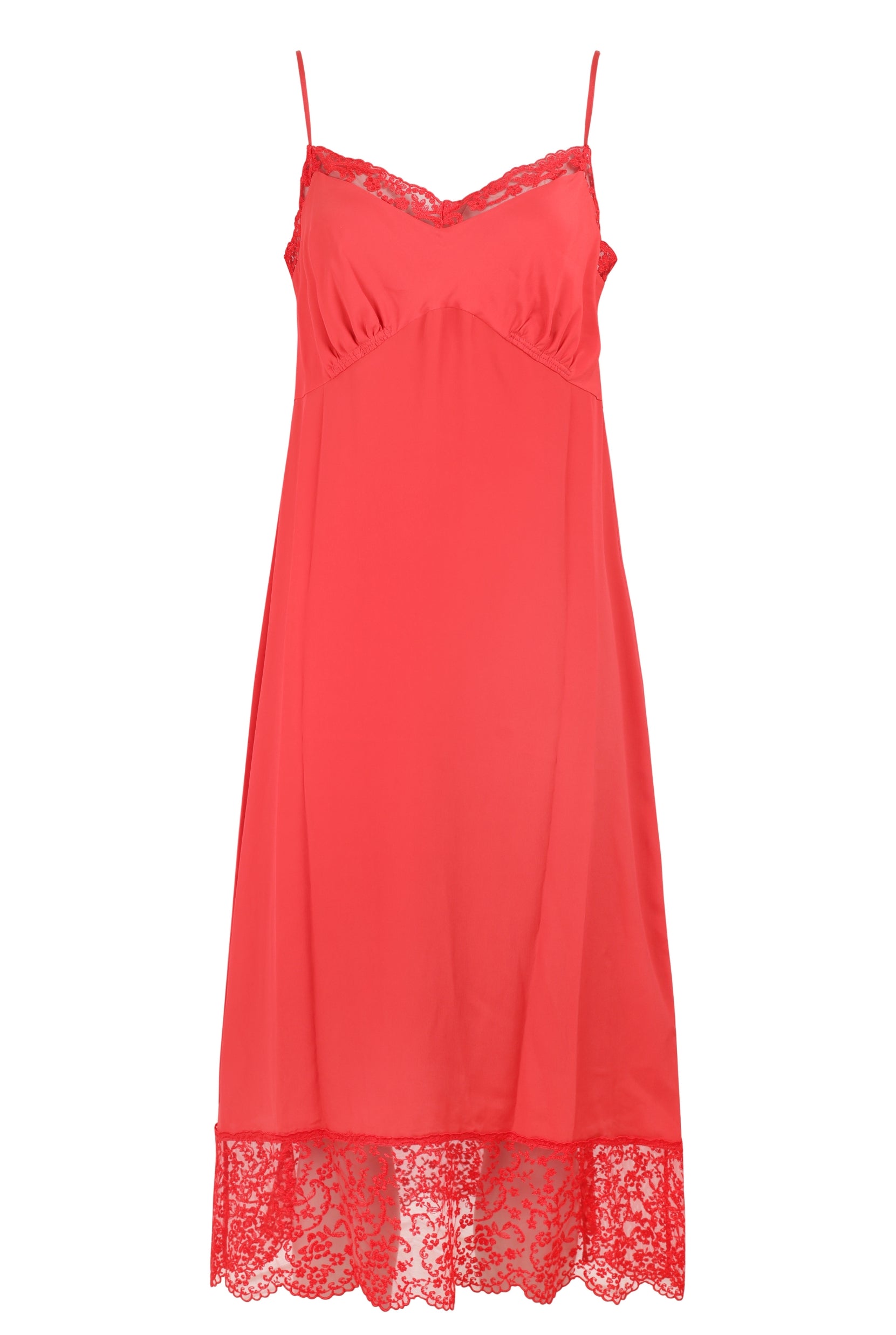 SLIP DRESS W/ DEEP LACE TRIM