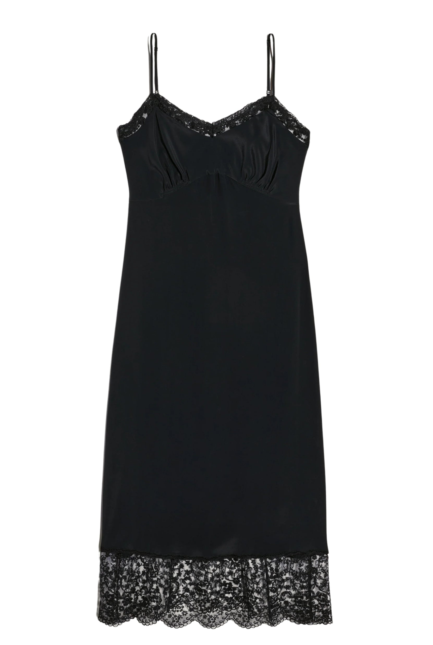 LACE TRIM SLIP DRESS BLACK AW26