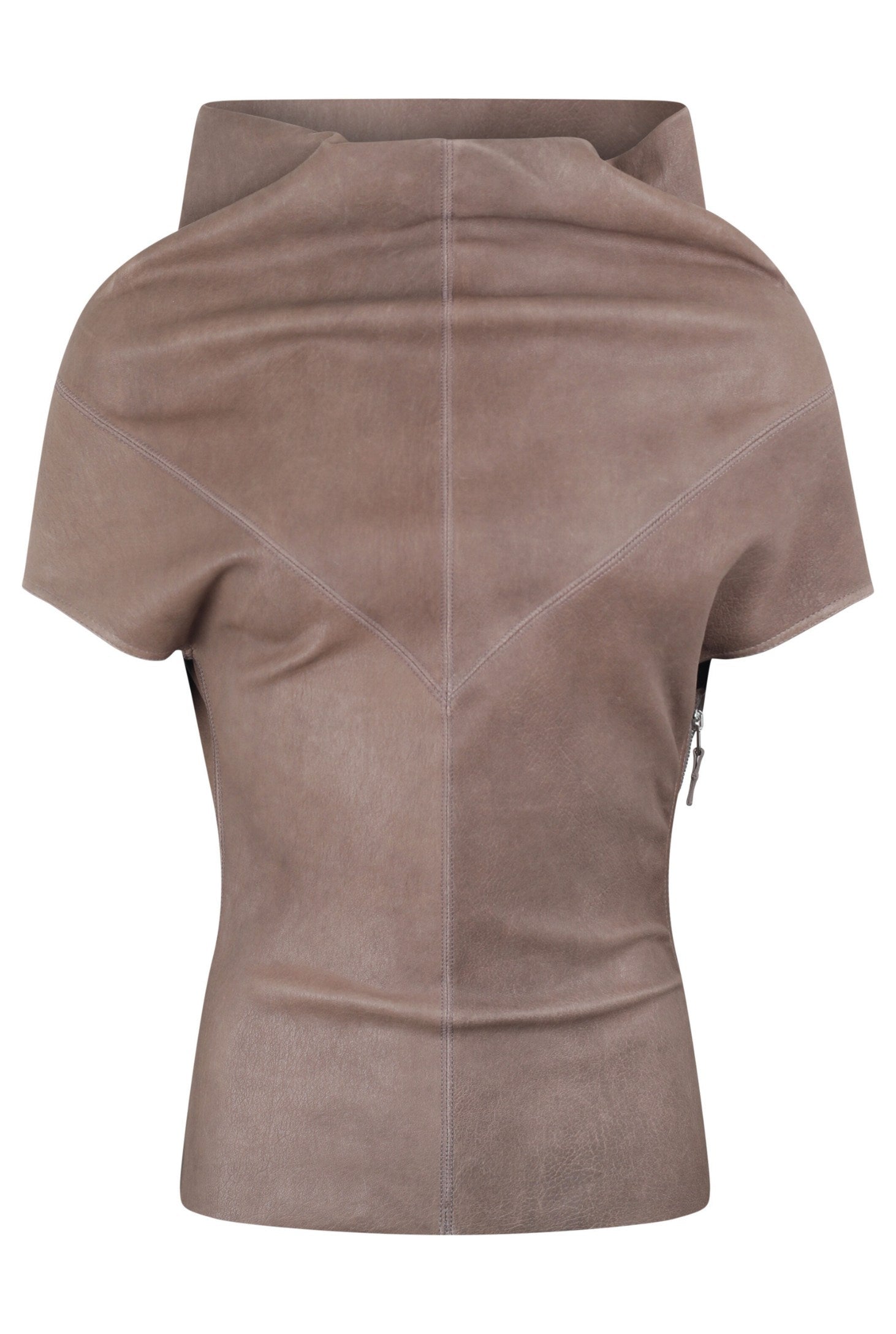 LEATHER T-SHIRT - SHROUD RP01F6225 LSV 34 DUST