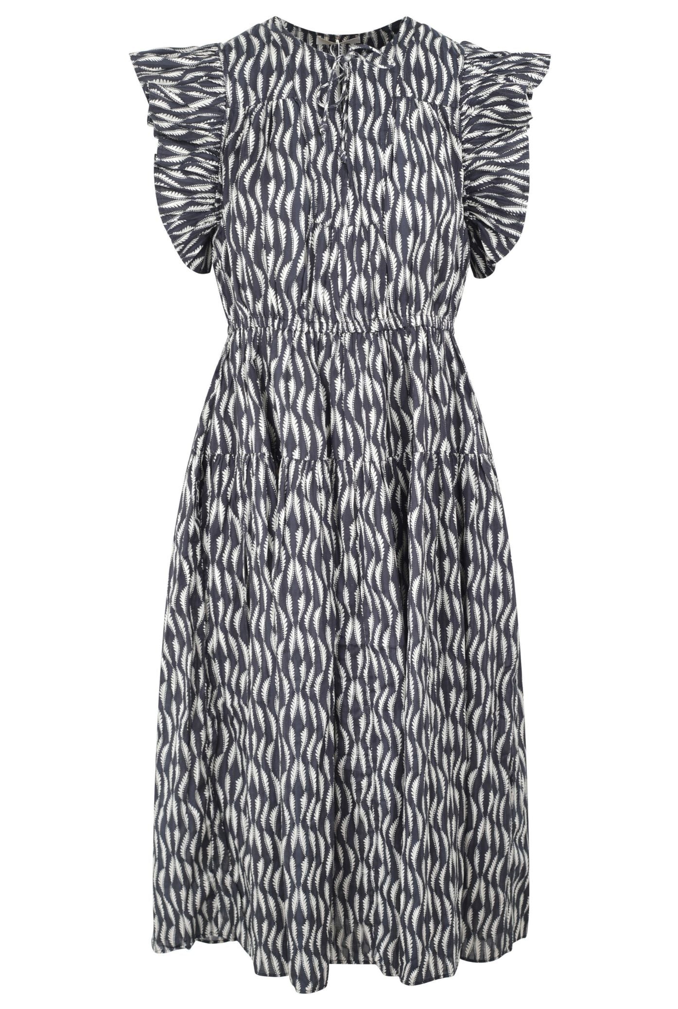 Kairi Flutter Sleeve Midi Dress Graphite