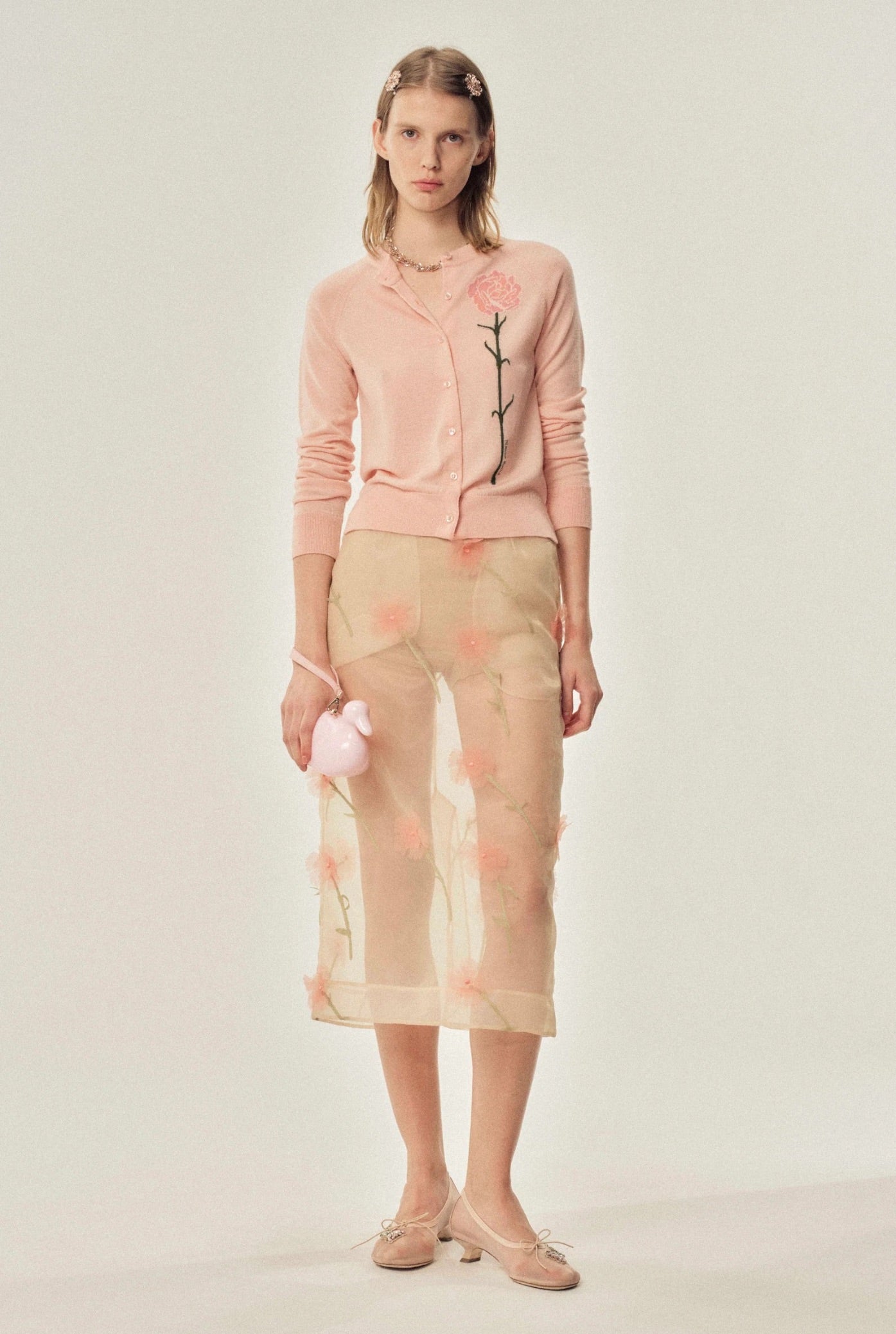 SHEER ORGANZA PENCIL SKIRT