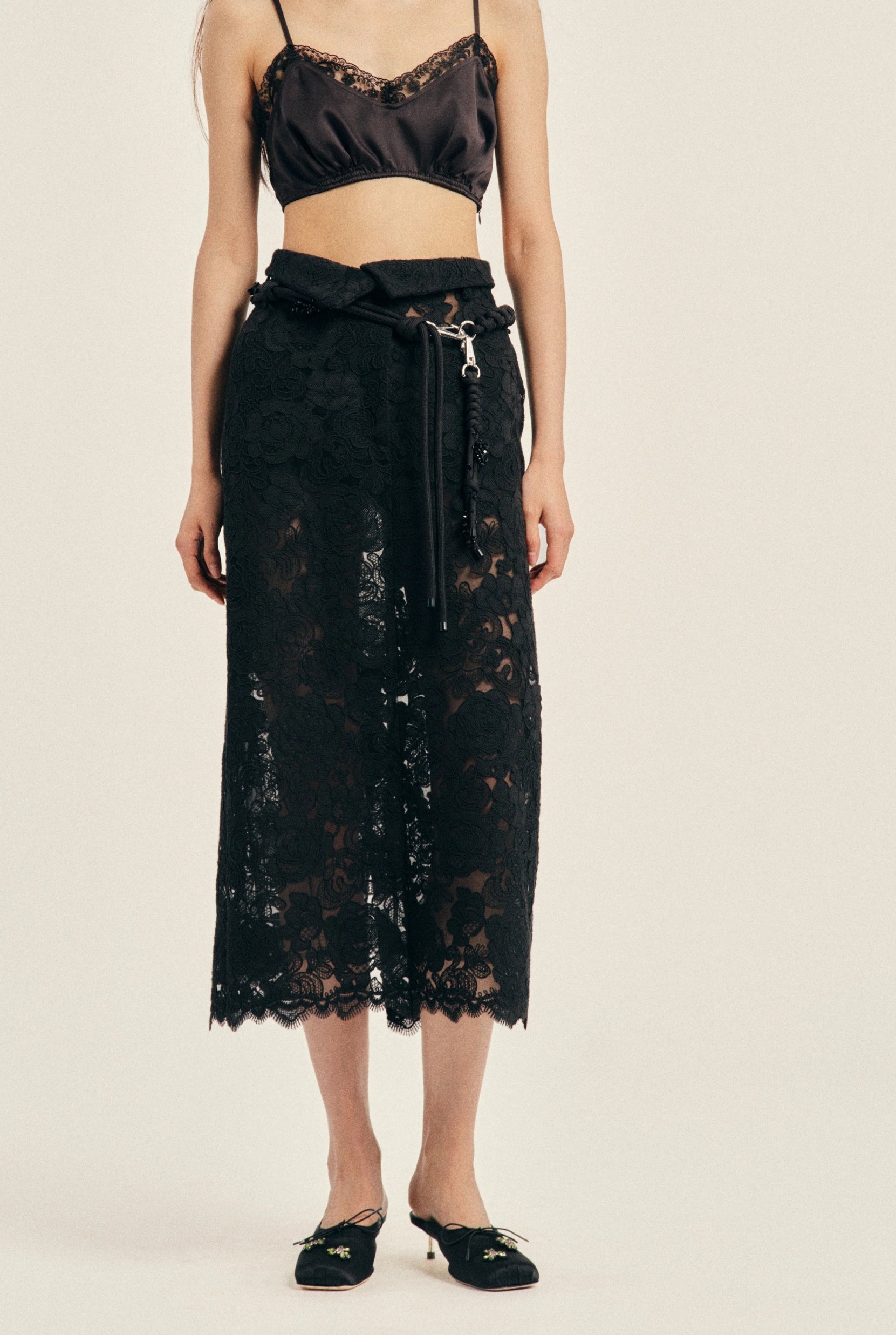 PEELING WAIST COLUMN SKIRT BLACK