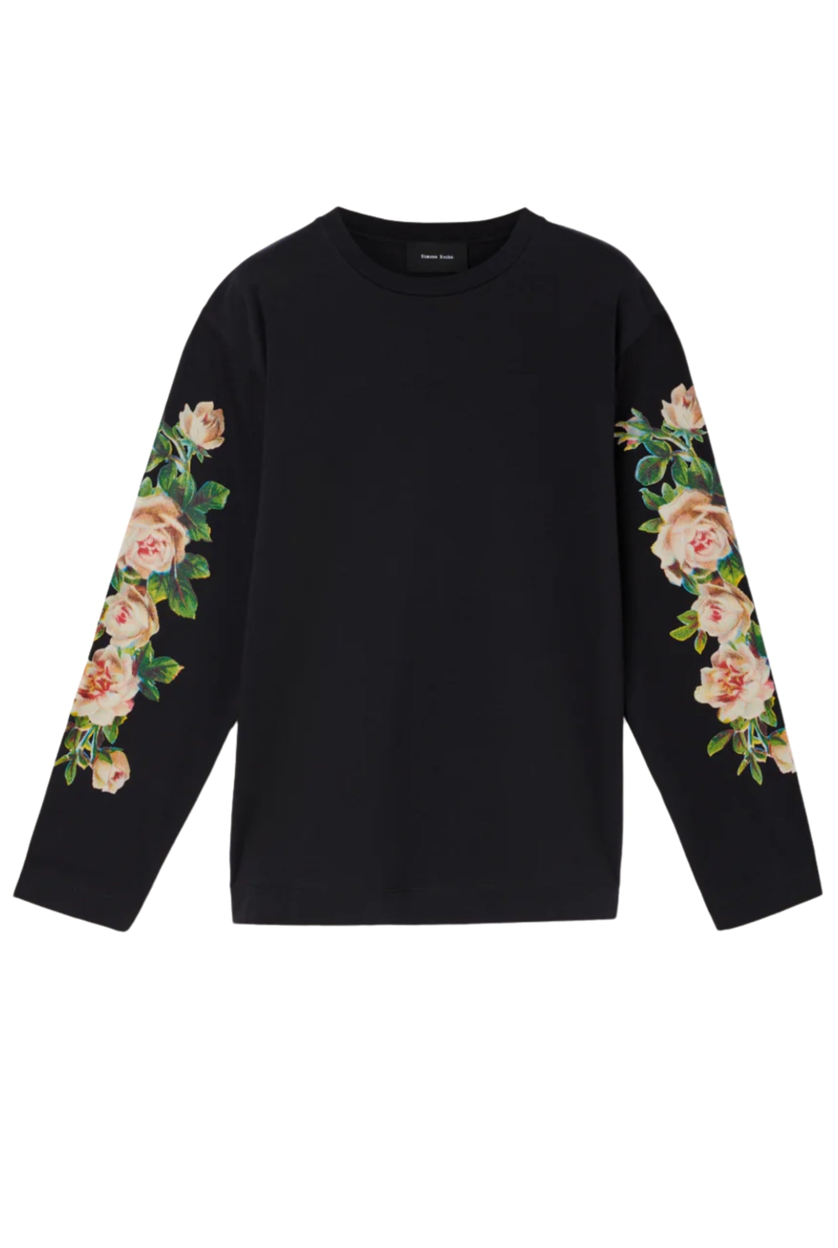 ROSE BANQUET PRINT LONG SLEEVE T-SHIRT BLACK