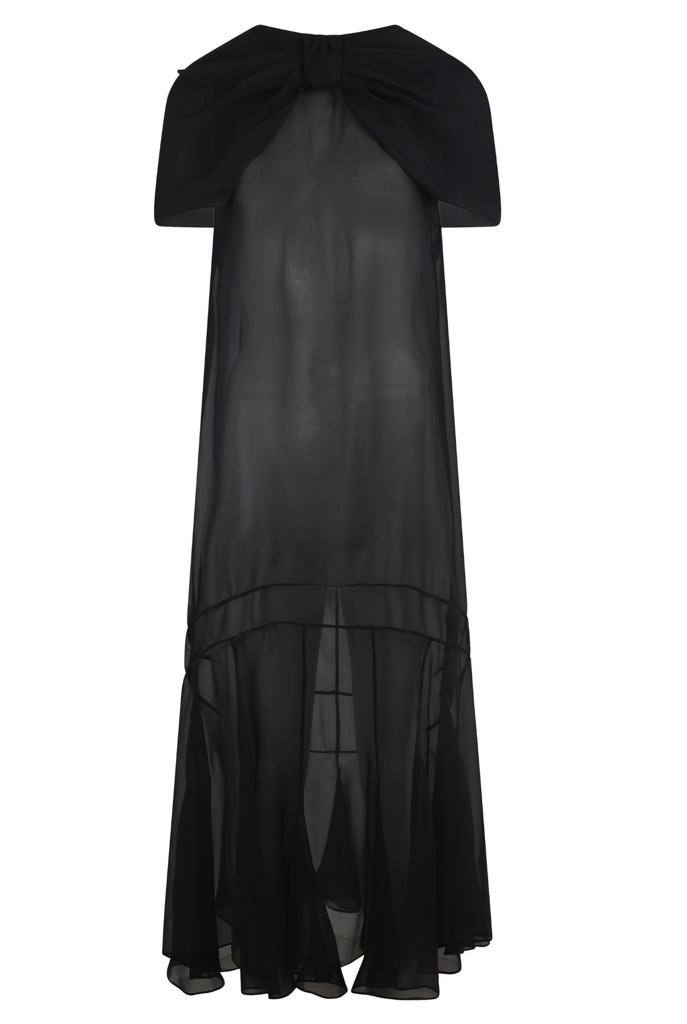 SHEER EXTENDED BOW DETAIL MULTI SEAM DRESS