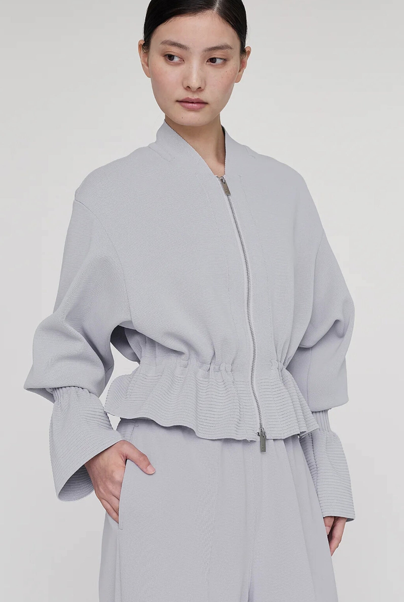 Milan Marie Sleeved Cropped Blouson Haze Grey