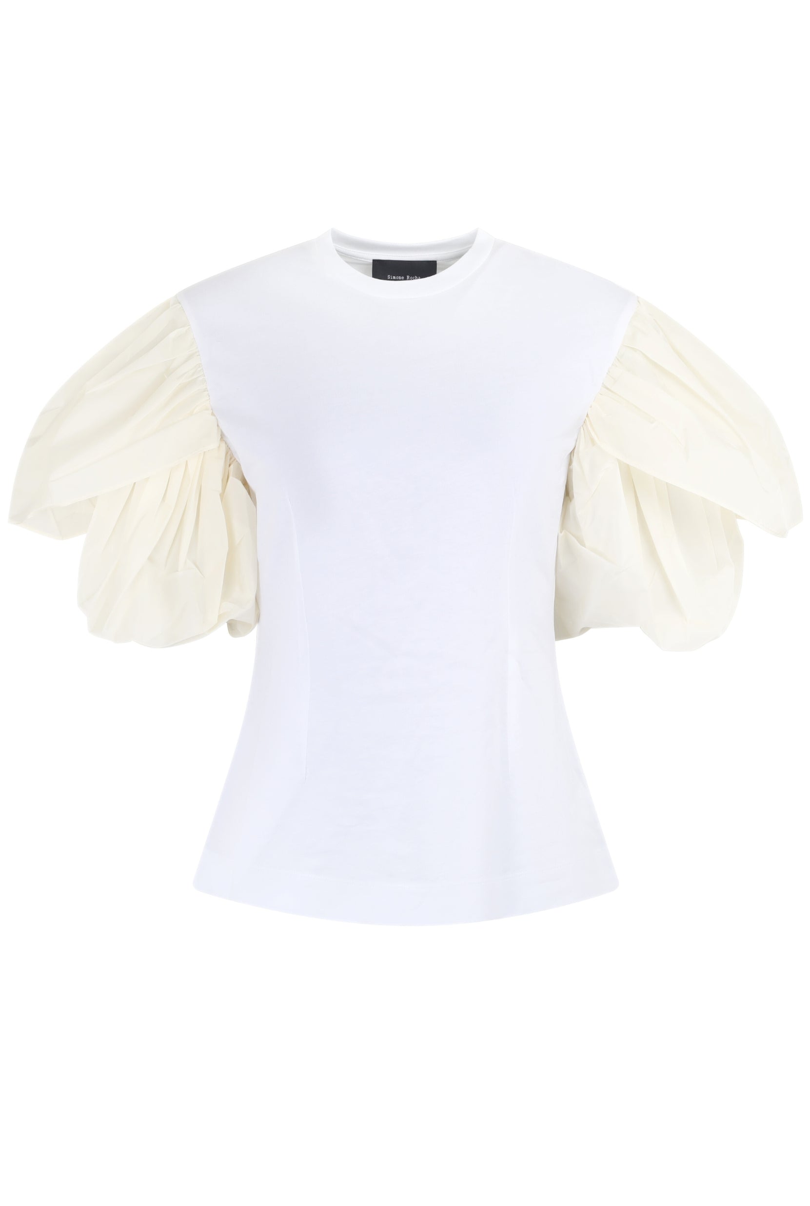 PETAL SLEEVE SCULPTED CONTRAST T-SHIRT