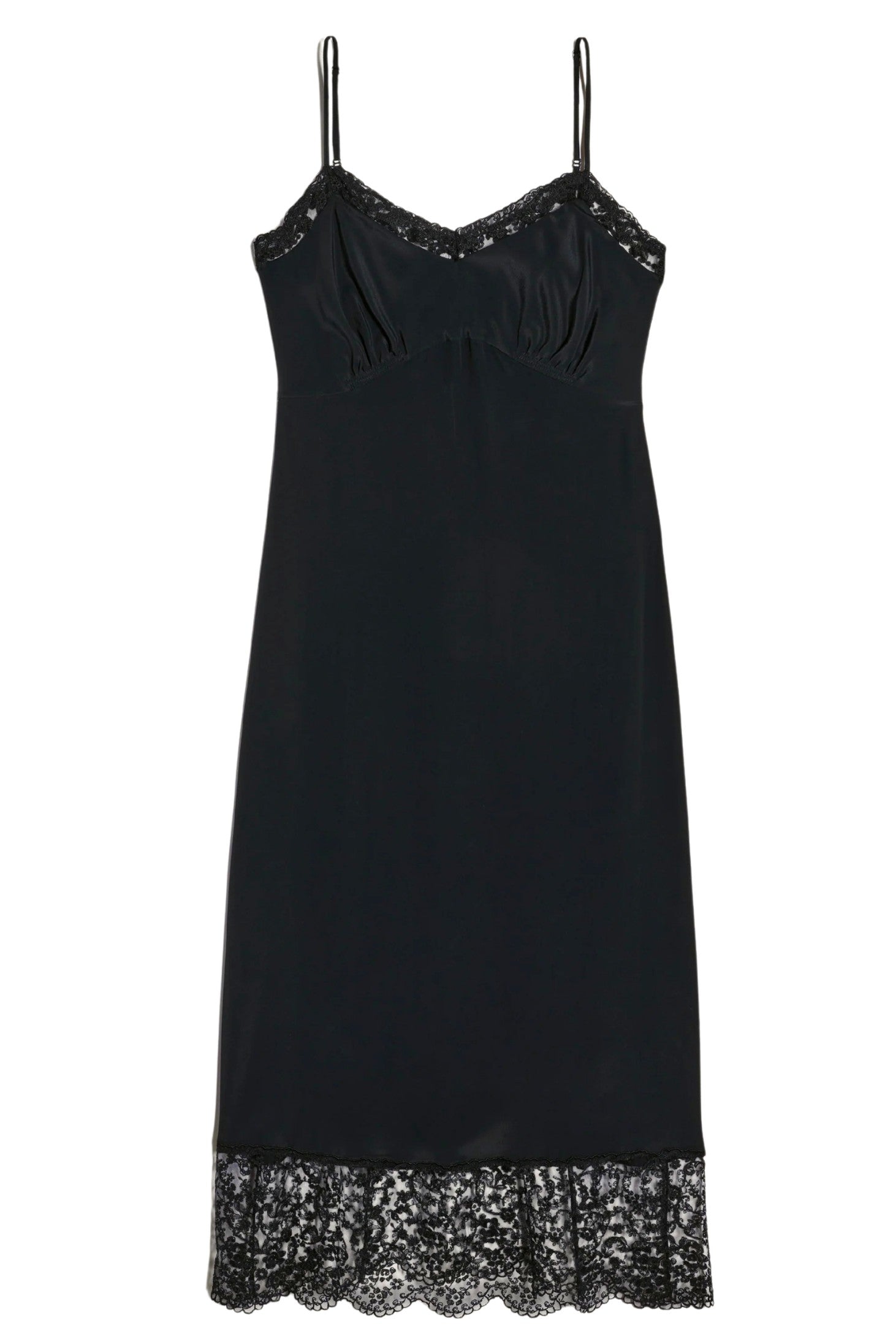 LACE TRIM SLIP DRESS SS26 BLACK