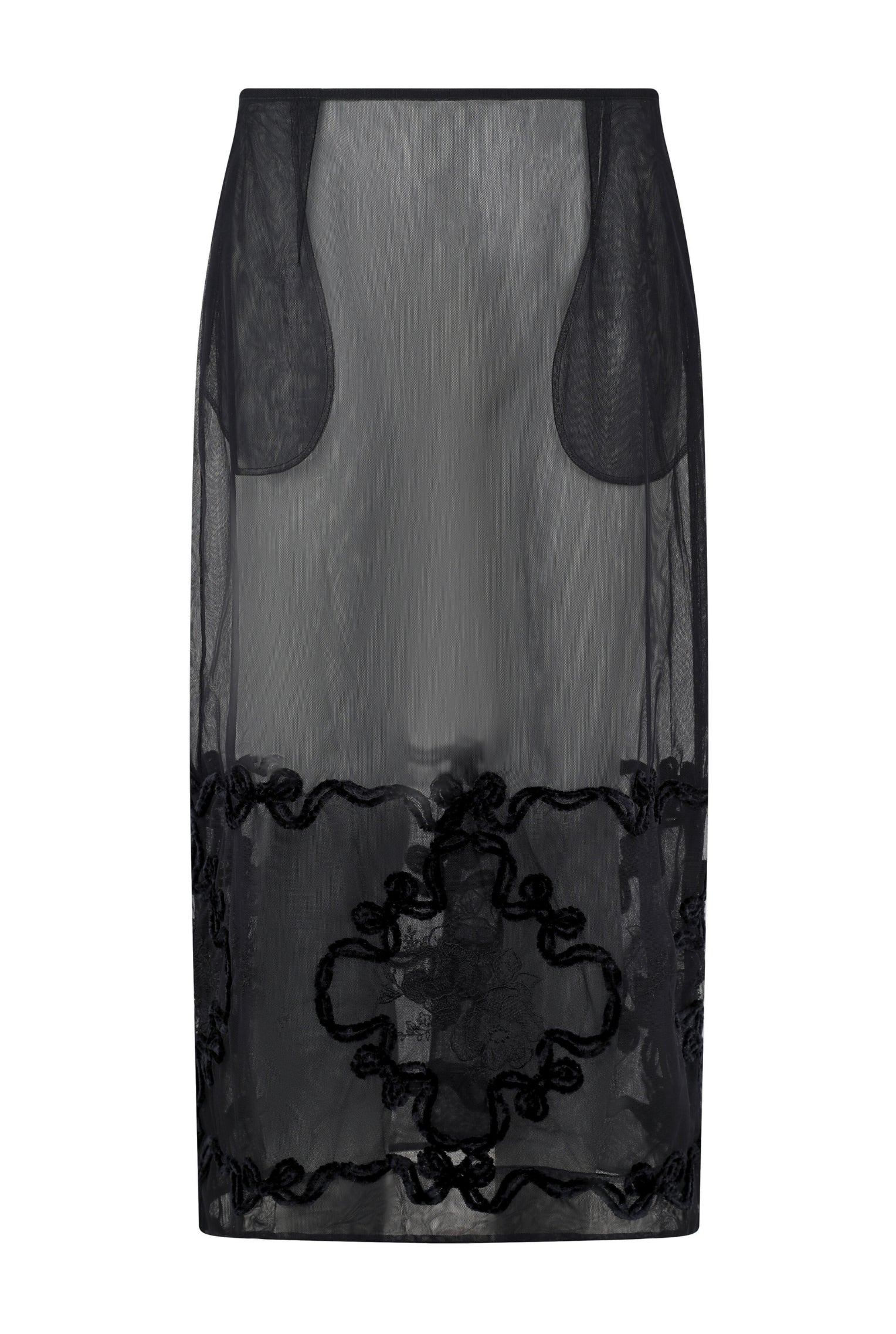 SHEER PENCIL SKIRT W/ TRIM