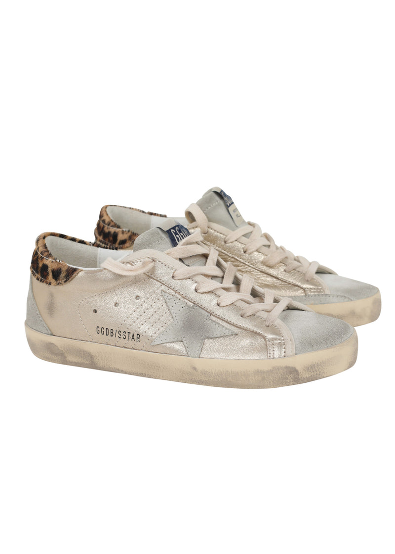 SUPER-STAR LAMINATED UPPER SUEDE TOE STAR AND SPUR LEOPARD PRINTED HEEL