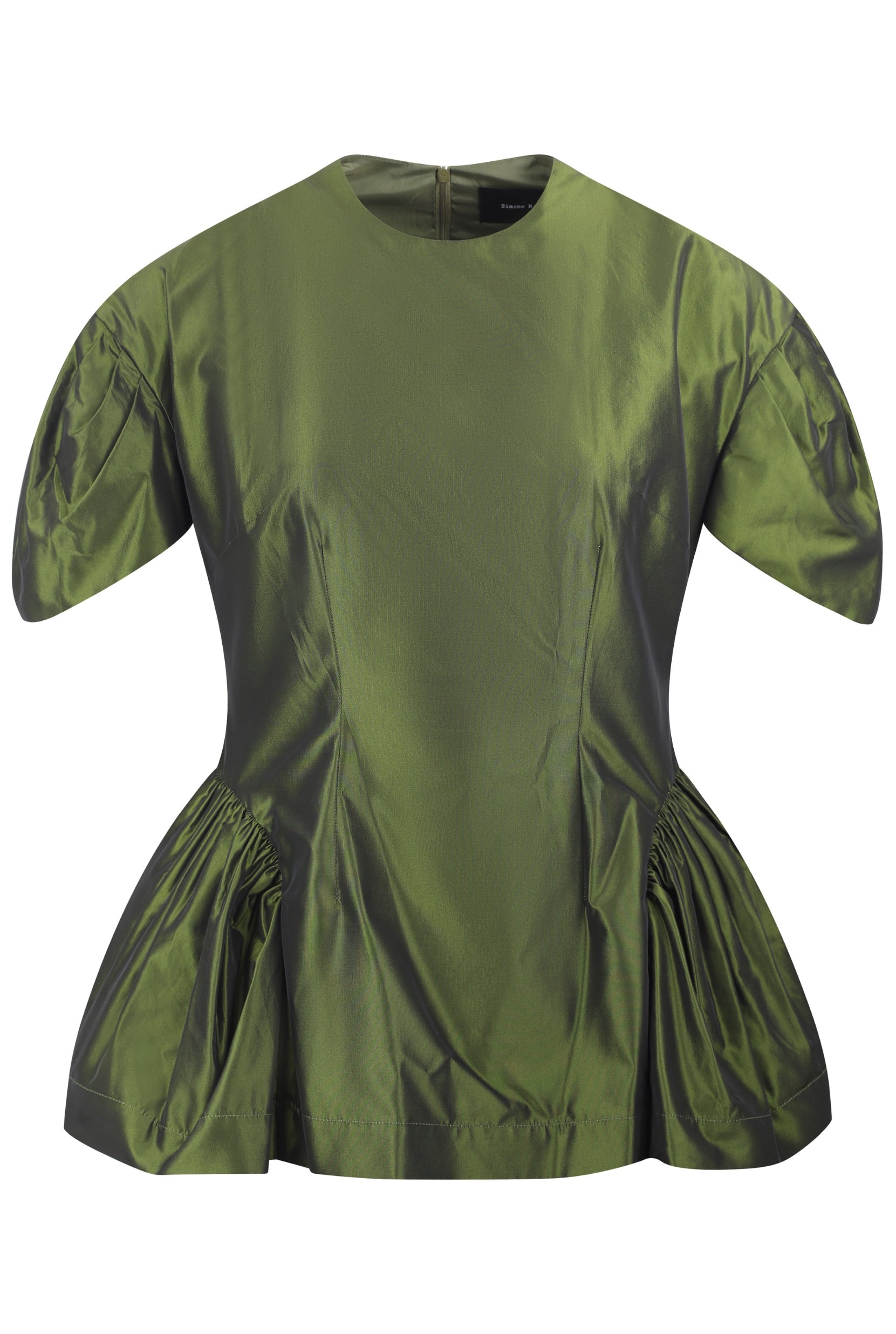 SCULPTED PEPLUM TOP MOSS