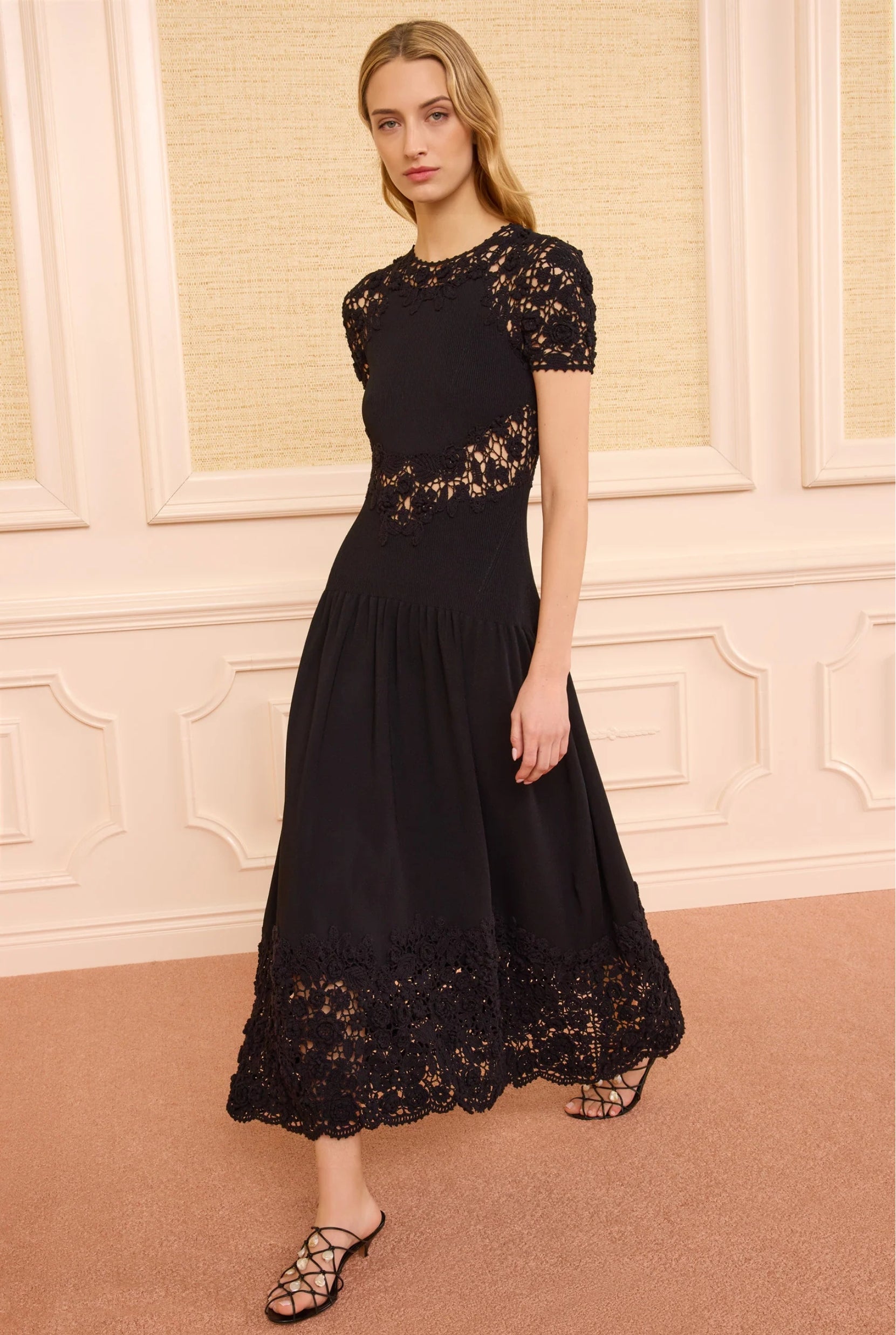 Sabrina SS Crochet Dress Noir