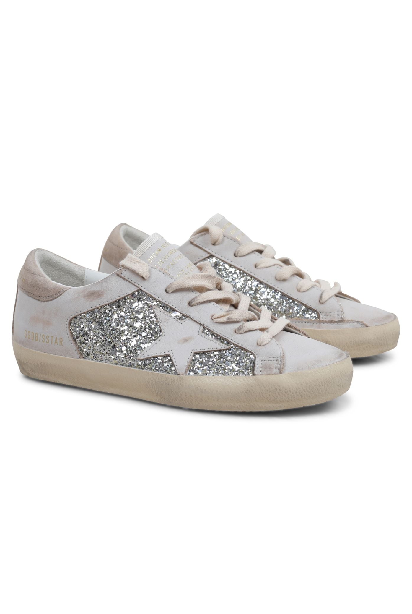 SUPER STAR GLITTER AND LEATHER UPPER LEATHER STAR SUEDE HEEL