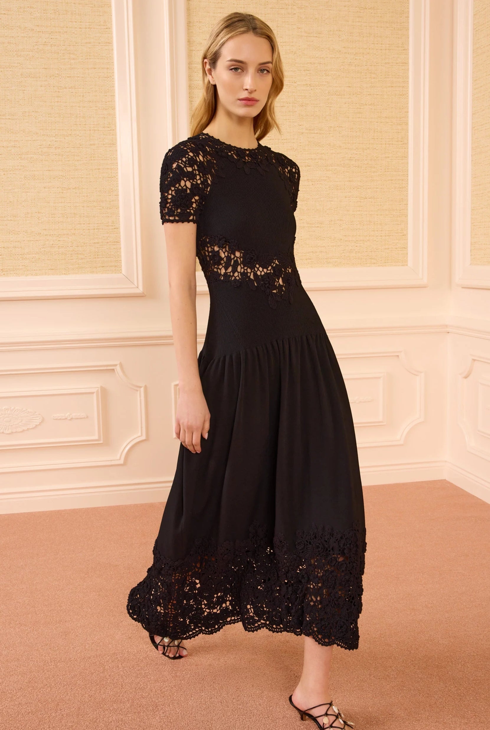 Sabrina SS Crochet Dress Noir