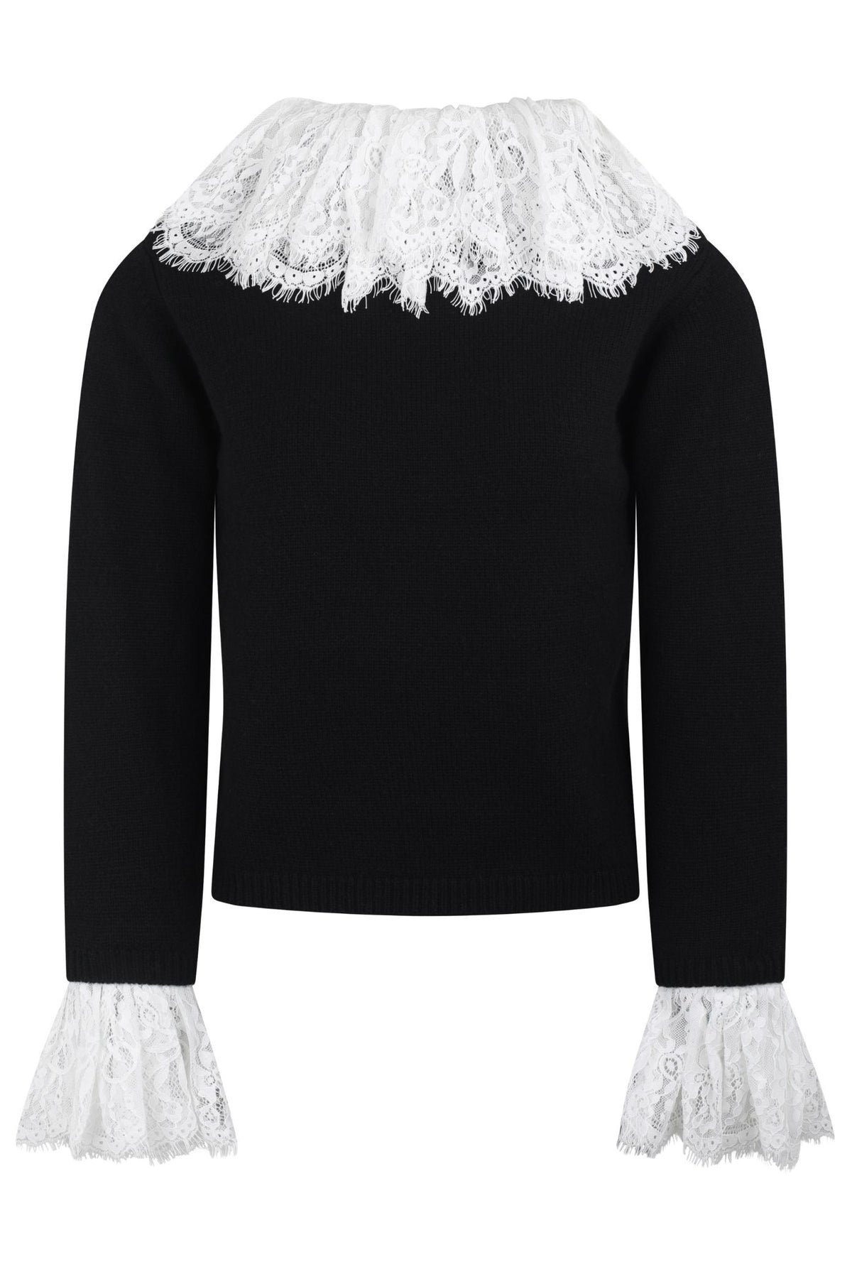 Wool Cashmere Lace Knit Black
