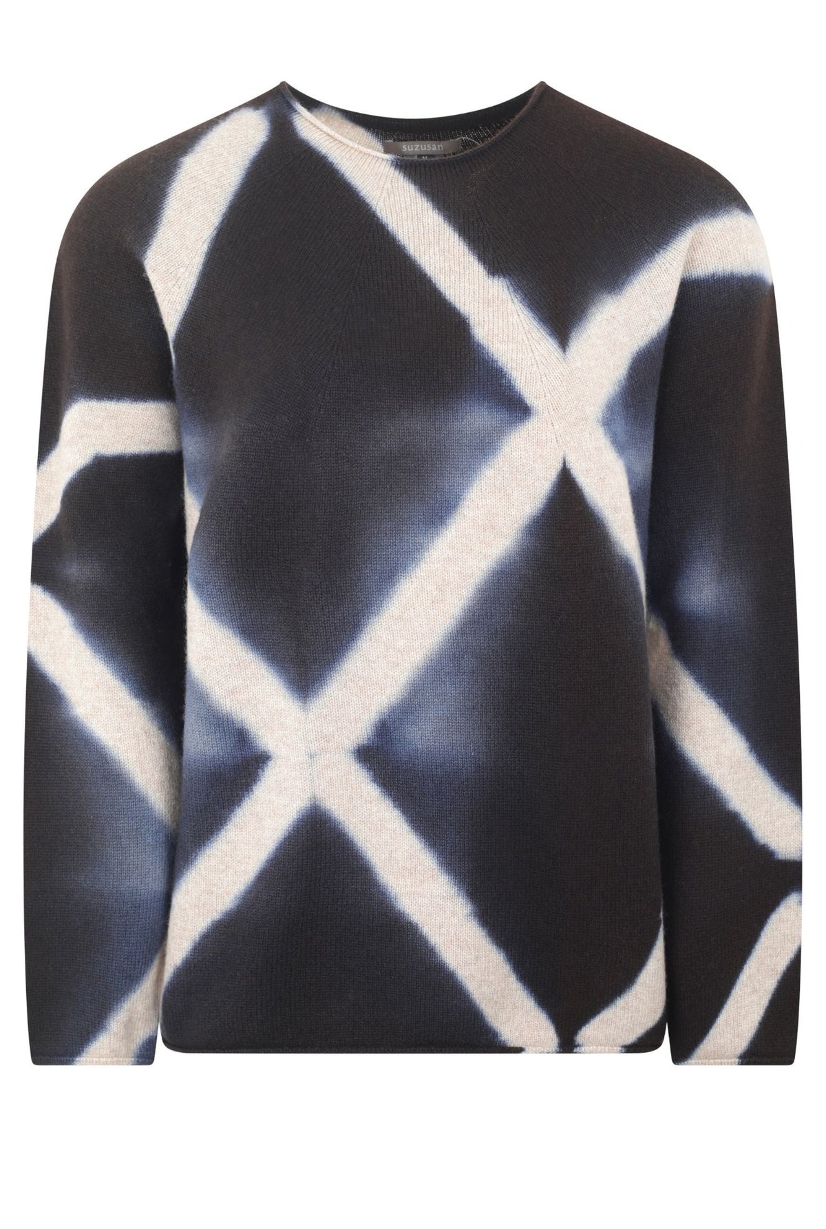 Long Cashmere Seamless Pullover - Itajime - Black - Sand