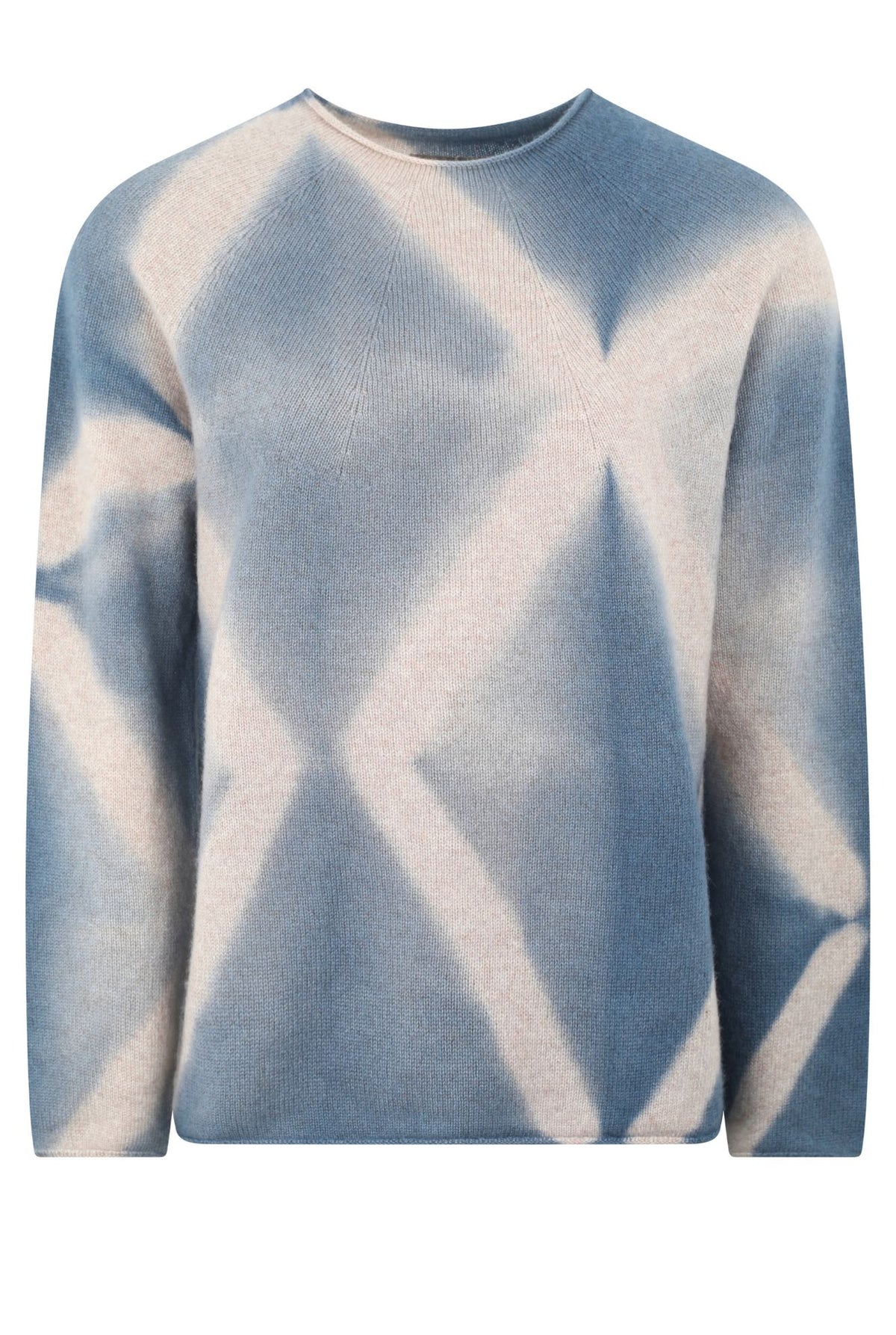 Long Cashmere Seamless Pullover - Itajime - Dark Blue - Sand