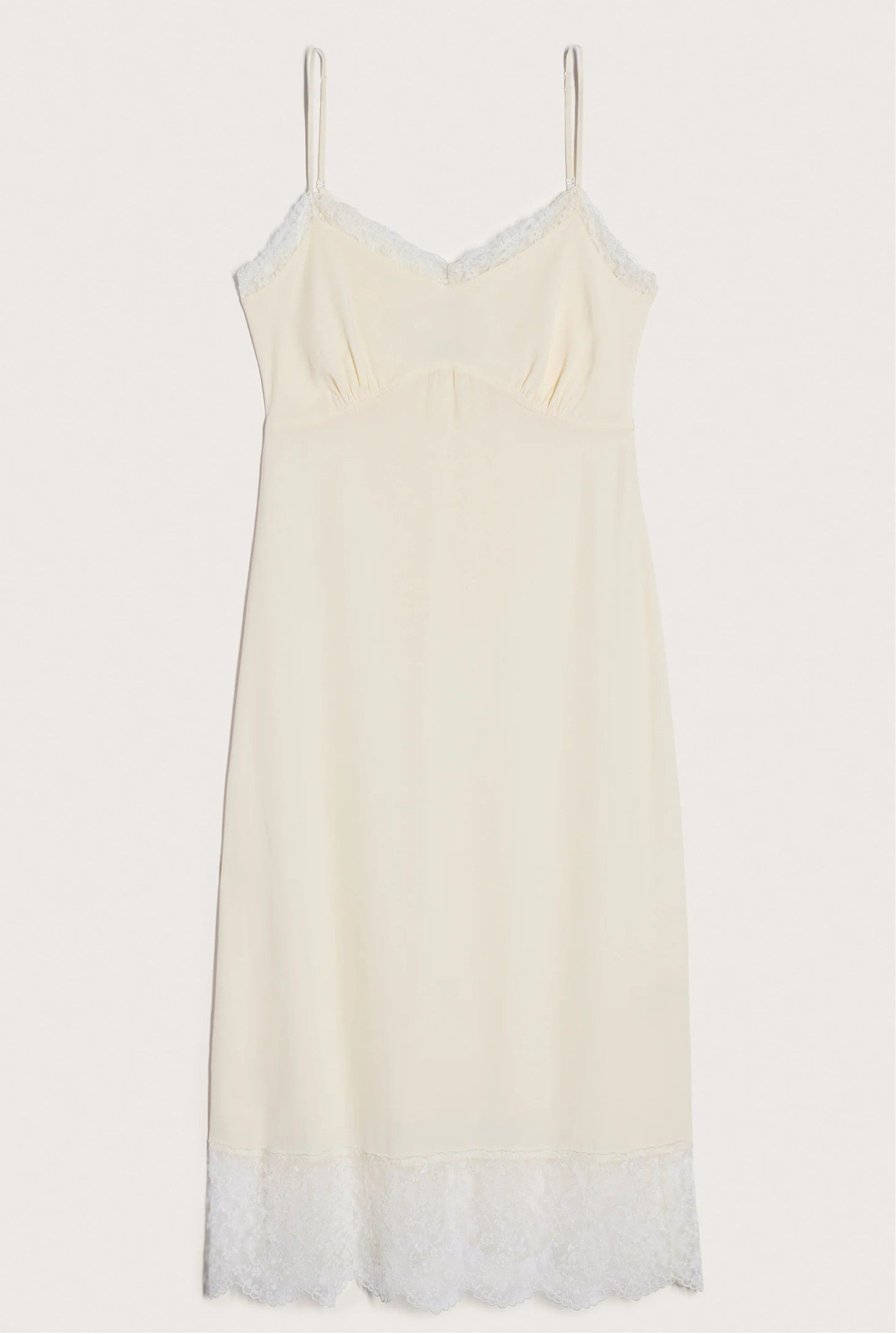LACE TRIM SLIP DRESS SS26 CREAM