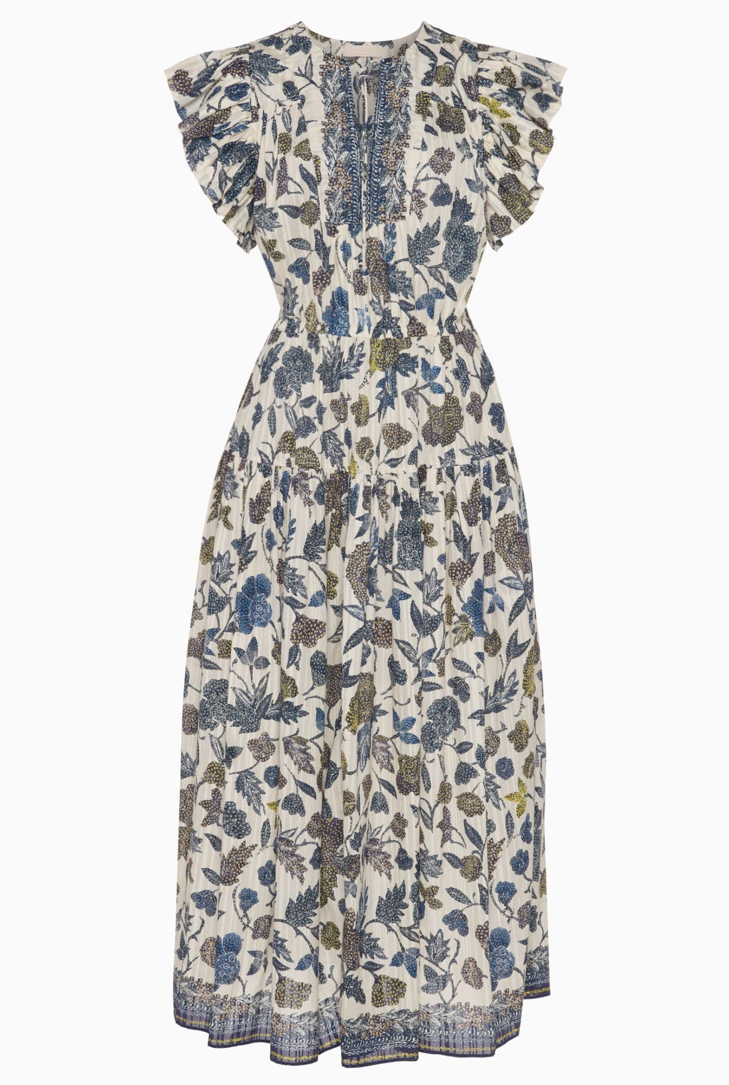 Kairi Flutter Sleeve Midi Dress Porcelain