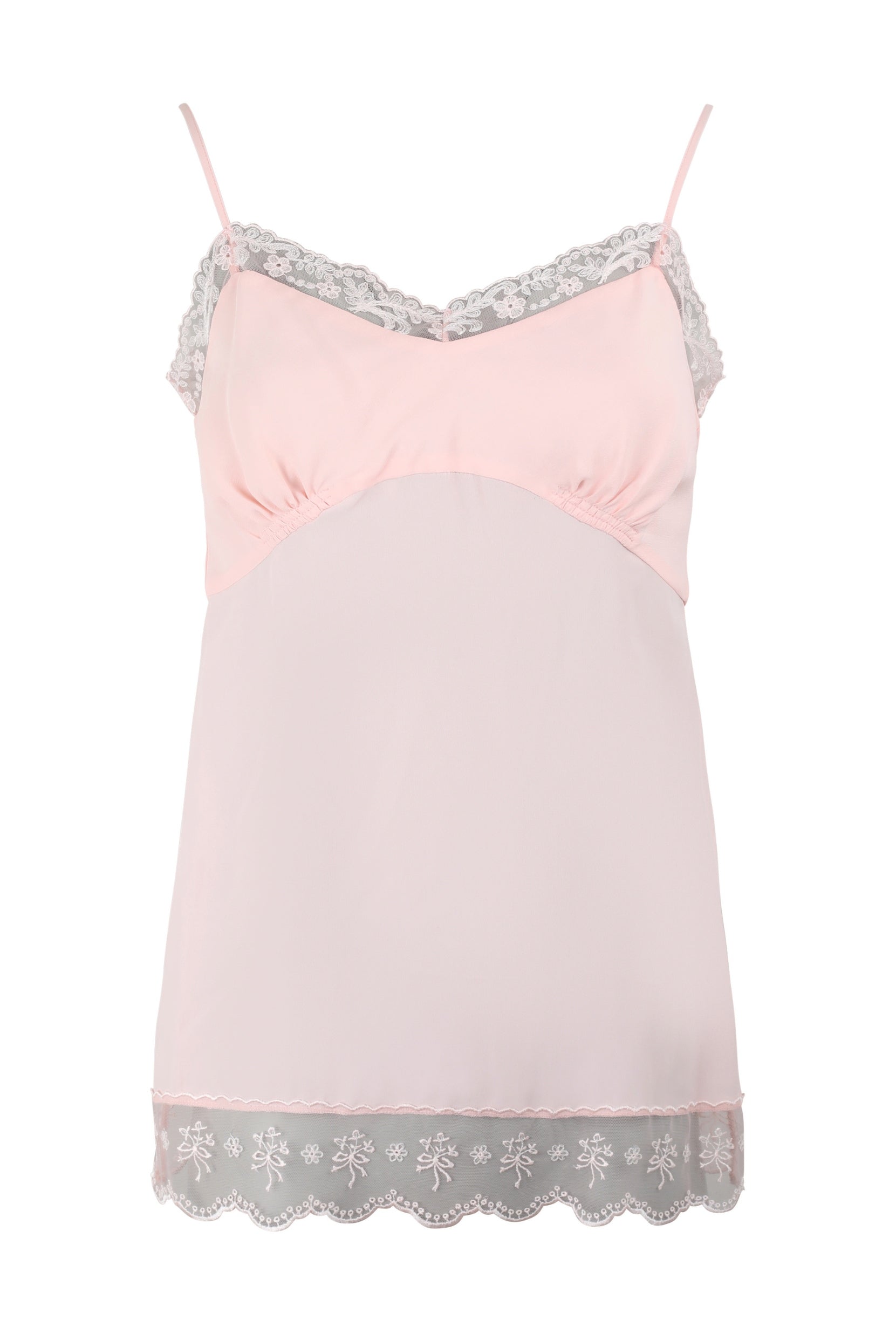 LACE TRIM SLIP NEGLIGEE CAMI SOFT PINK