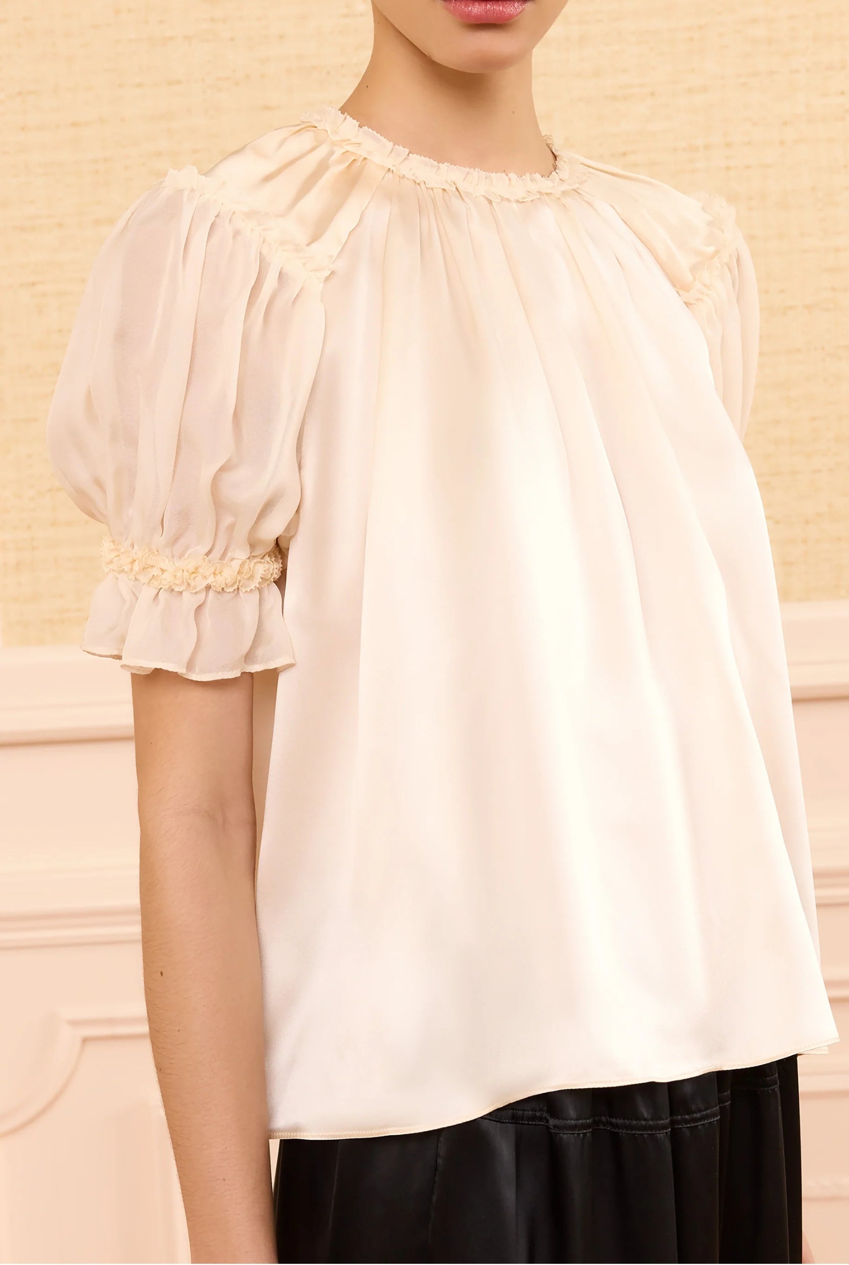Alina SS Silk Top Ivory