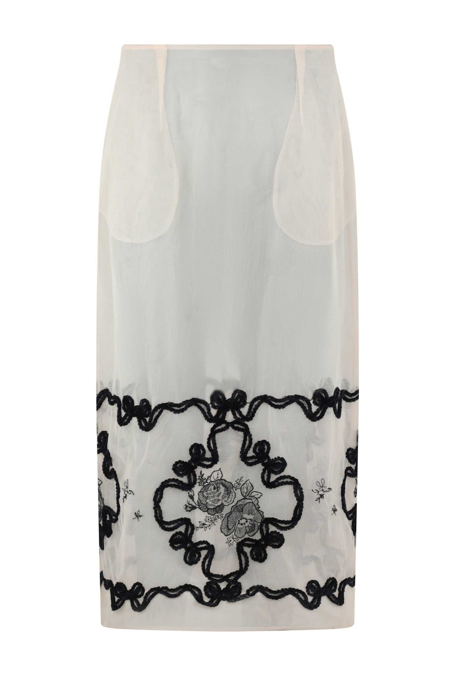 SHEER PENCIL SKIRT W/ TRIM
