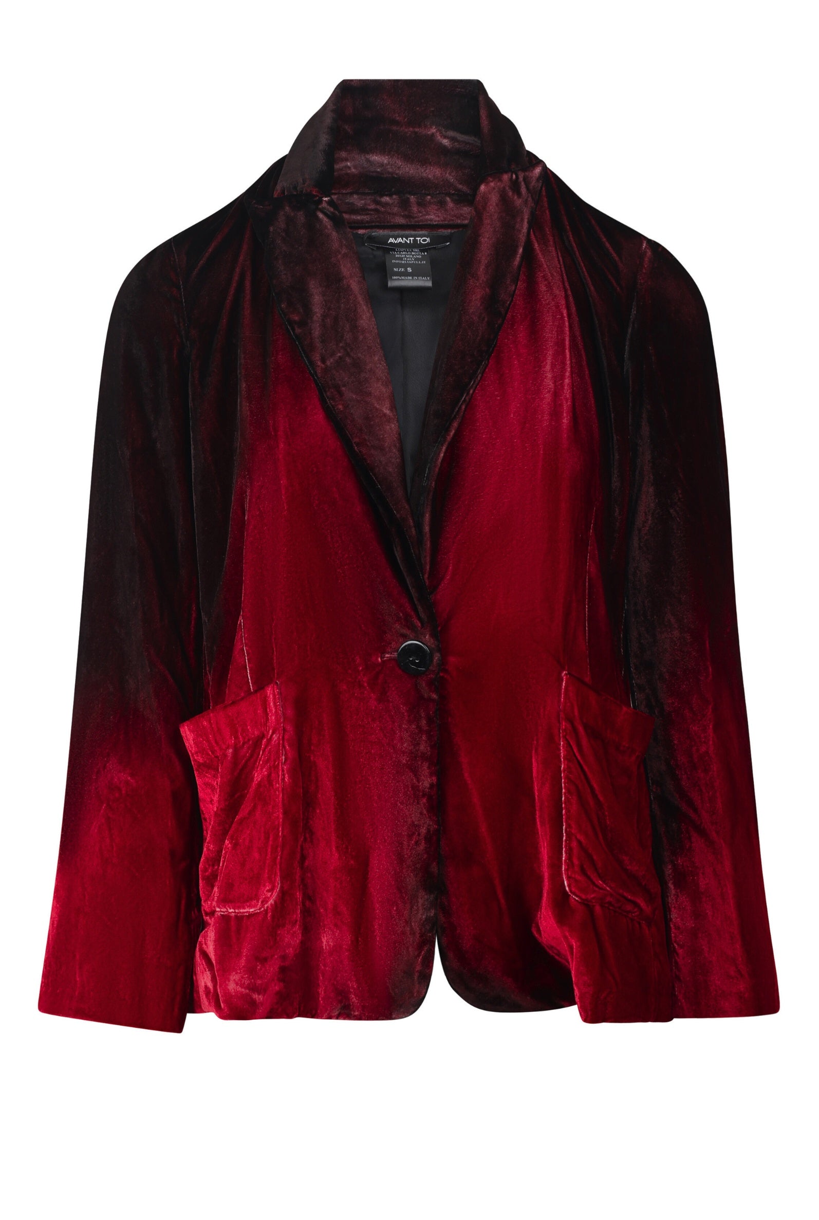 STRETCH VELVET BOYFREIND REVER JACKET W/ BLACK SHADOW WINE