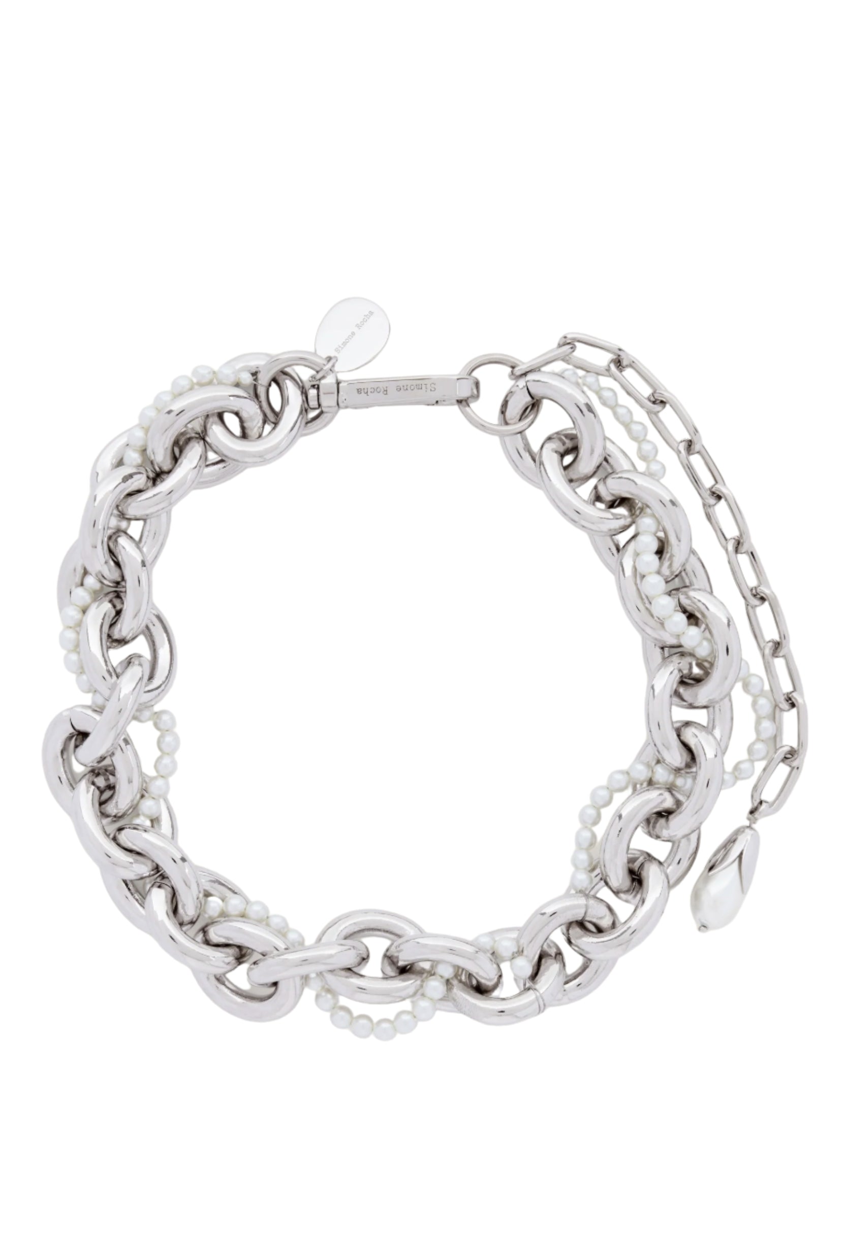 PEARL & CHAIN NECKLACE W/ ENCASED PEARL FLOWER