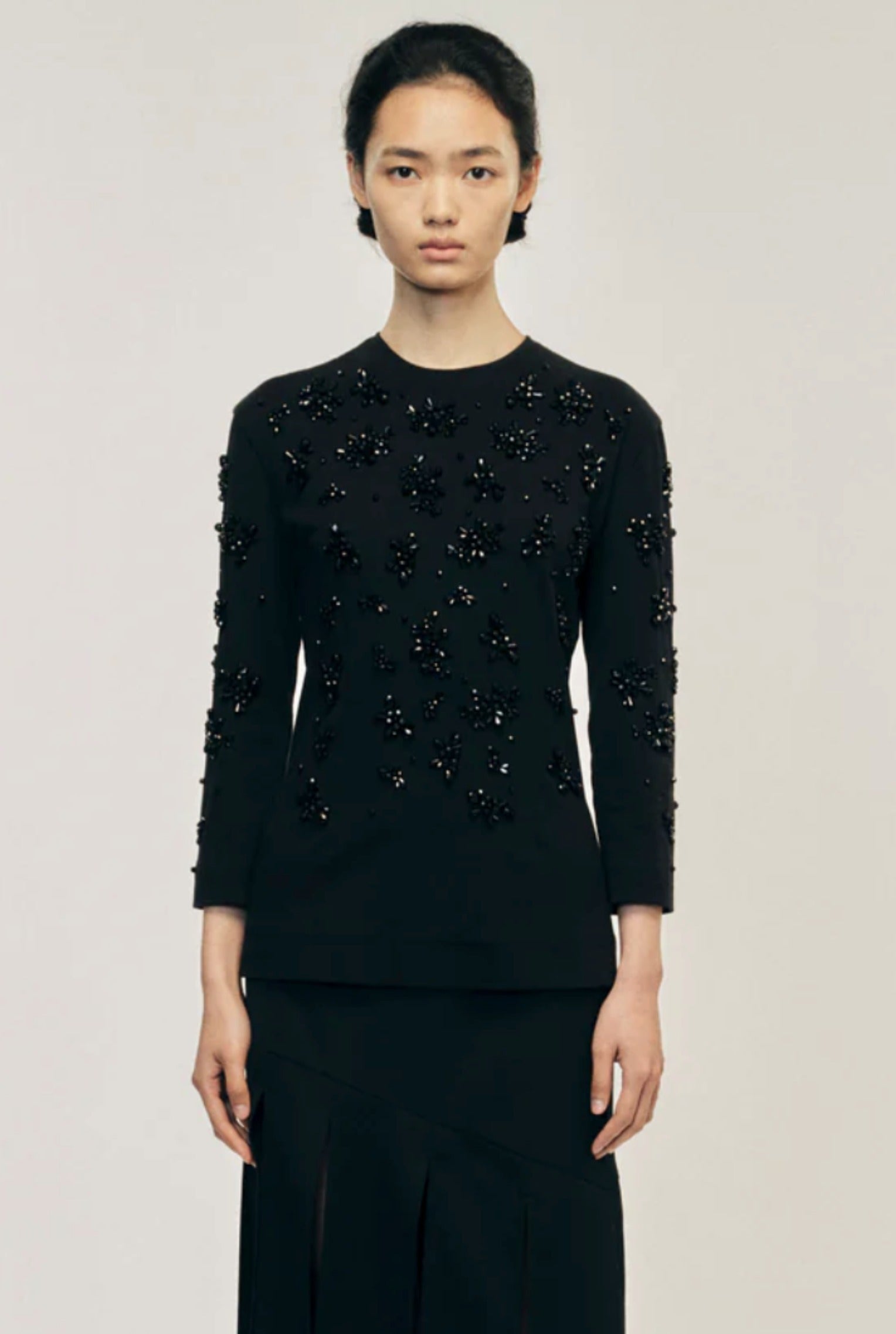TURBO EMBELLISHED LONG SLEEVE SCULPT TOP
