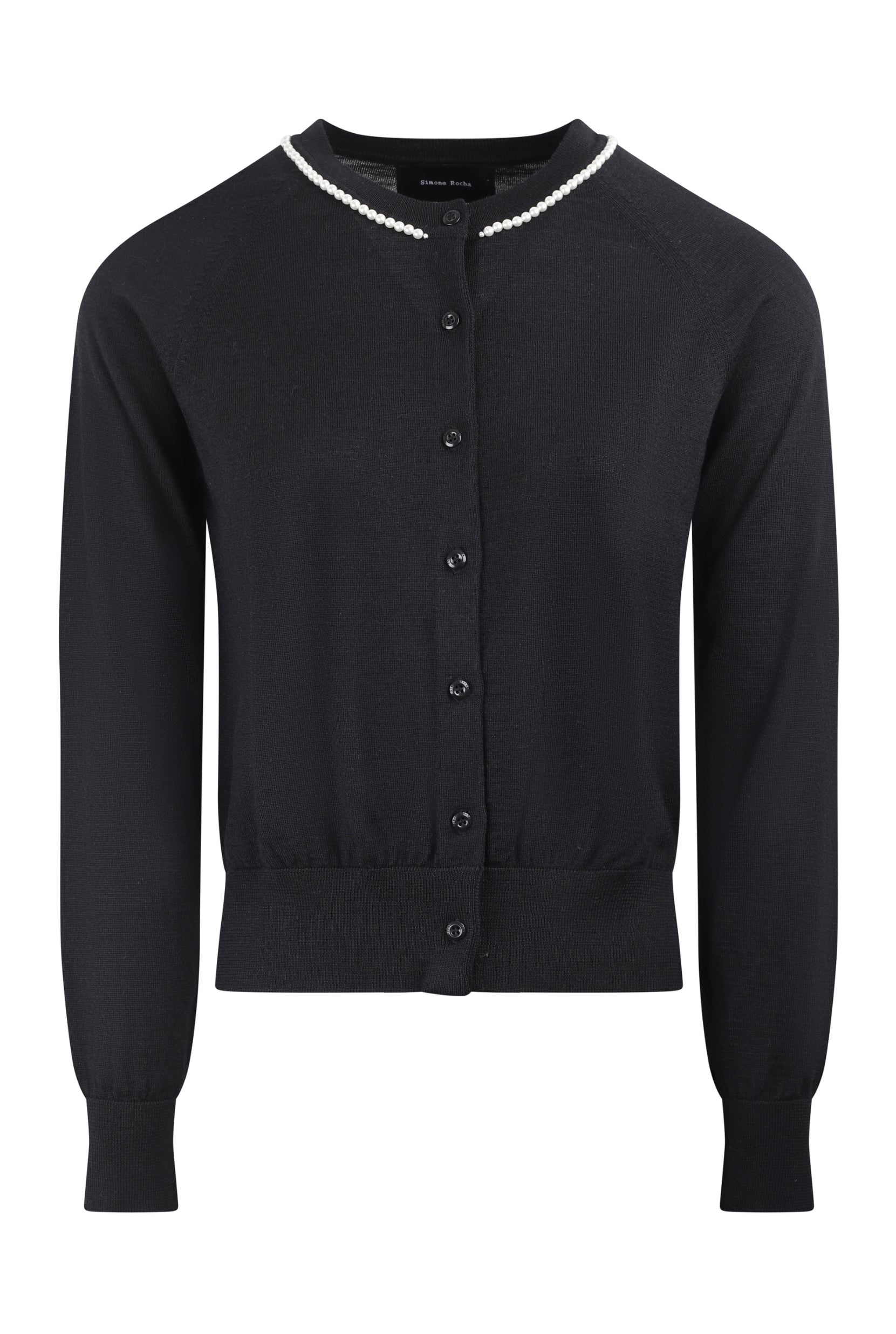 CLASSIC MERINO SILK CARDIGAN W/ EMB BLACK AW26