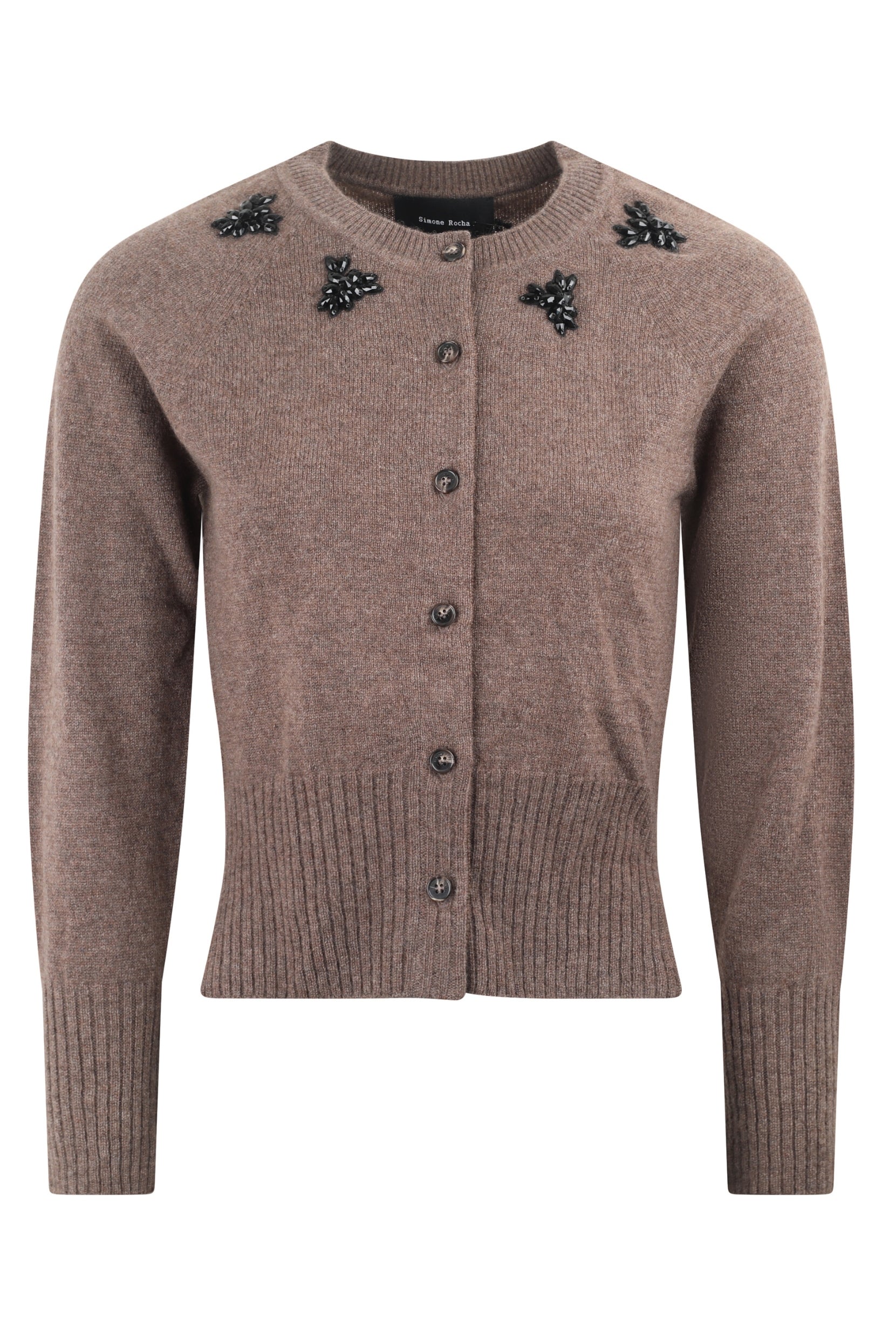 RELAXED CASHMERE CARDIGAN W/ EMB PEAT AW26