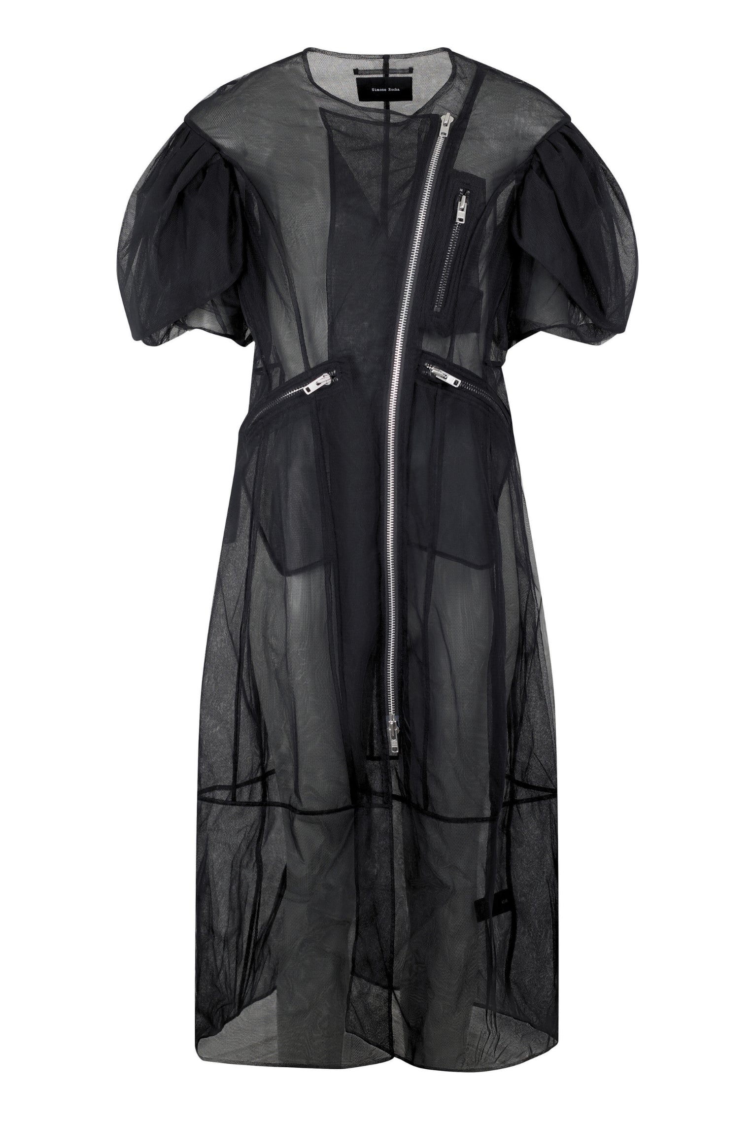 SHEER PETAL SLEEVE SCCULPTED BIKER DRESS