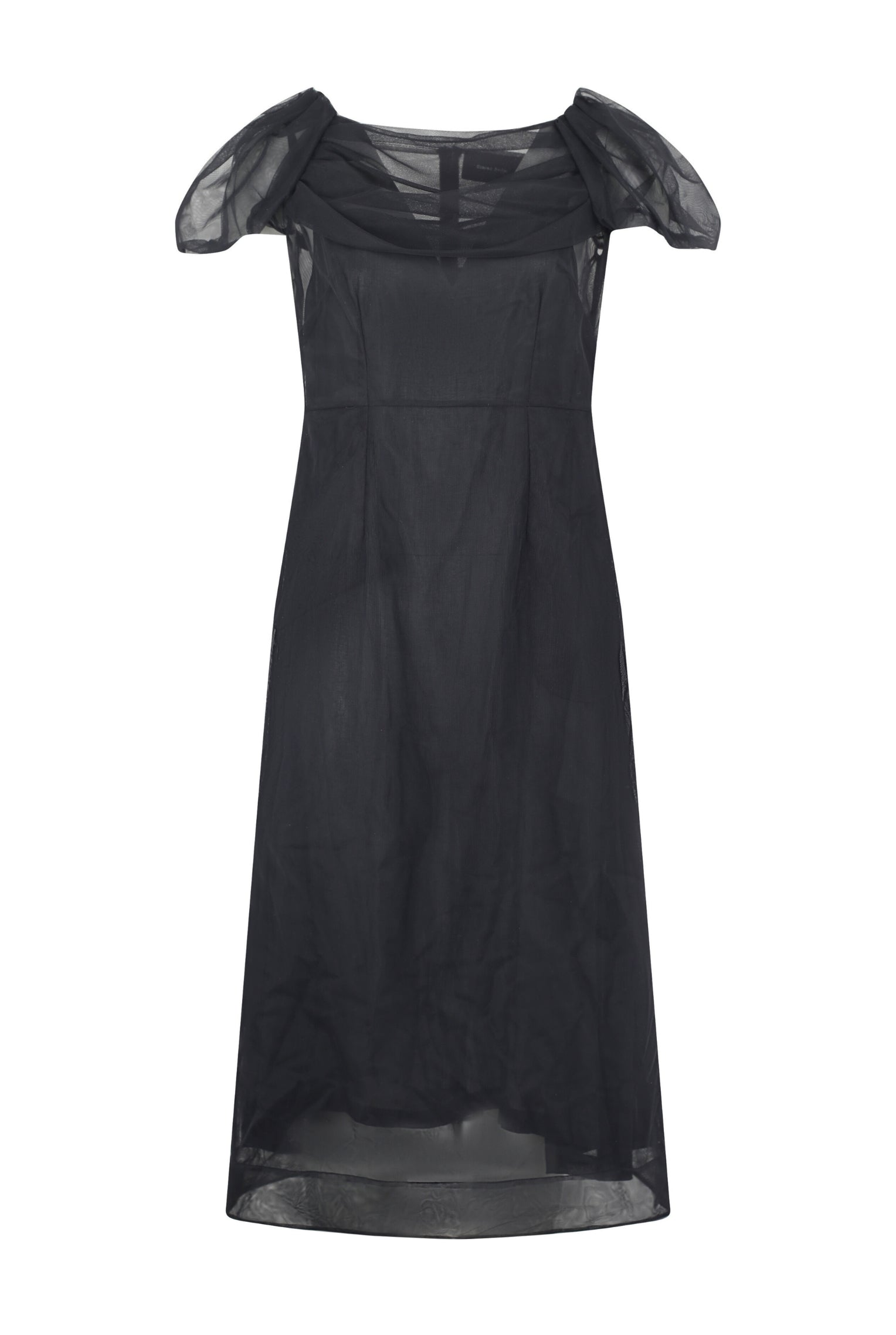 SHEER SCULPTED GATHERED BUST DRESS