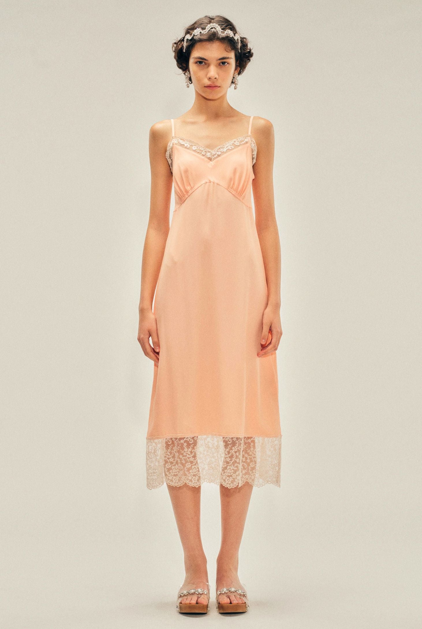 LACE TRIM SLIP DRESS SS26 CLEMENTINE
