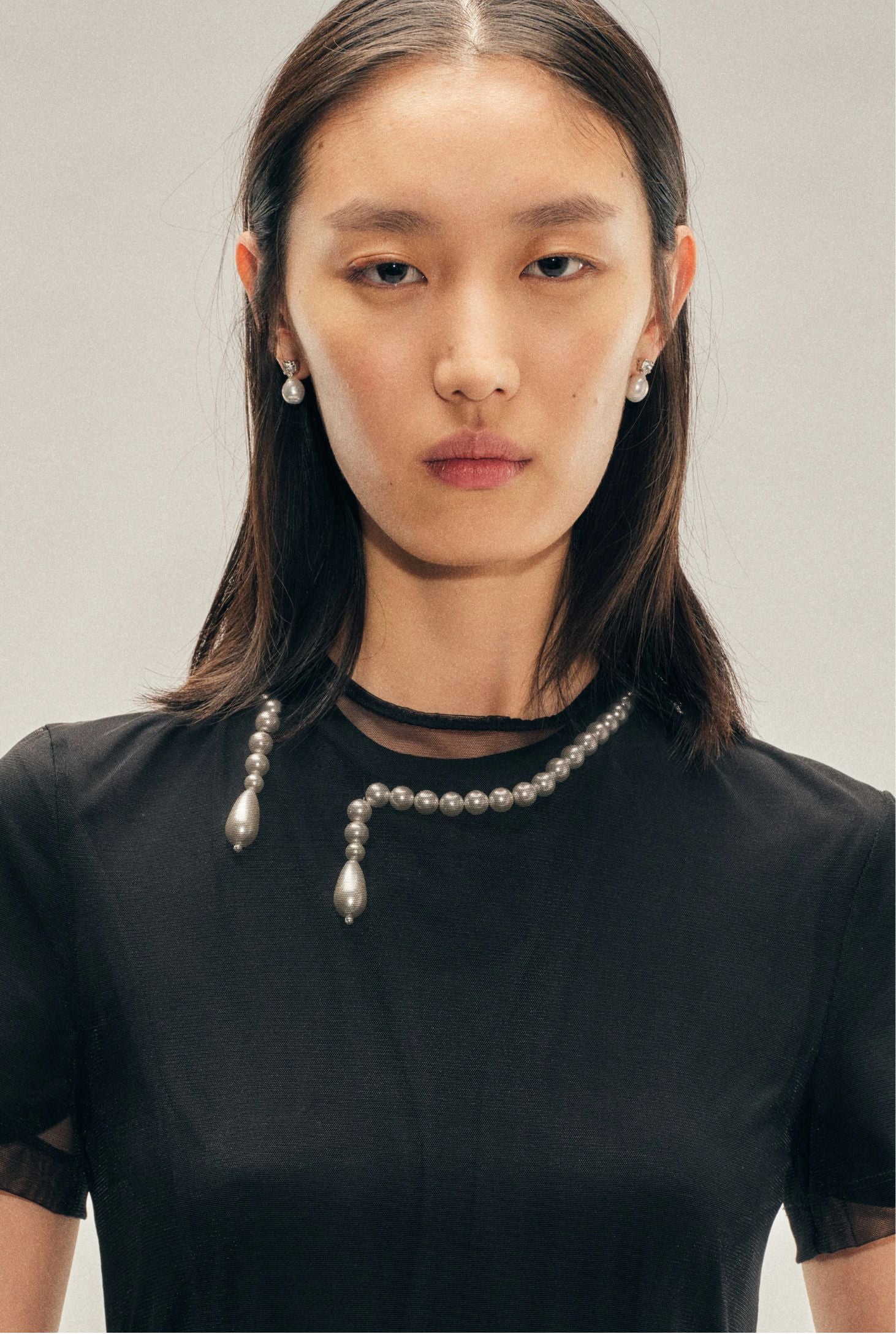 LAYERED LIQUID DRESS W/ EMBELLISHMENT