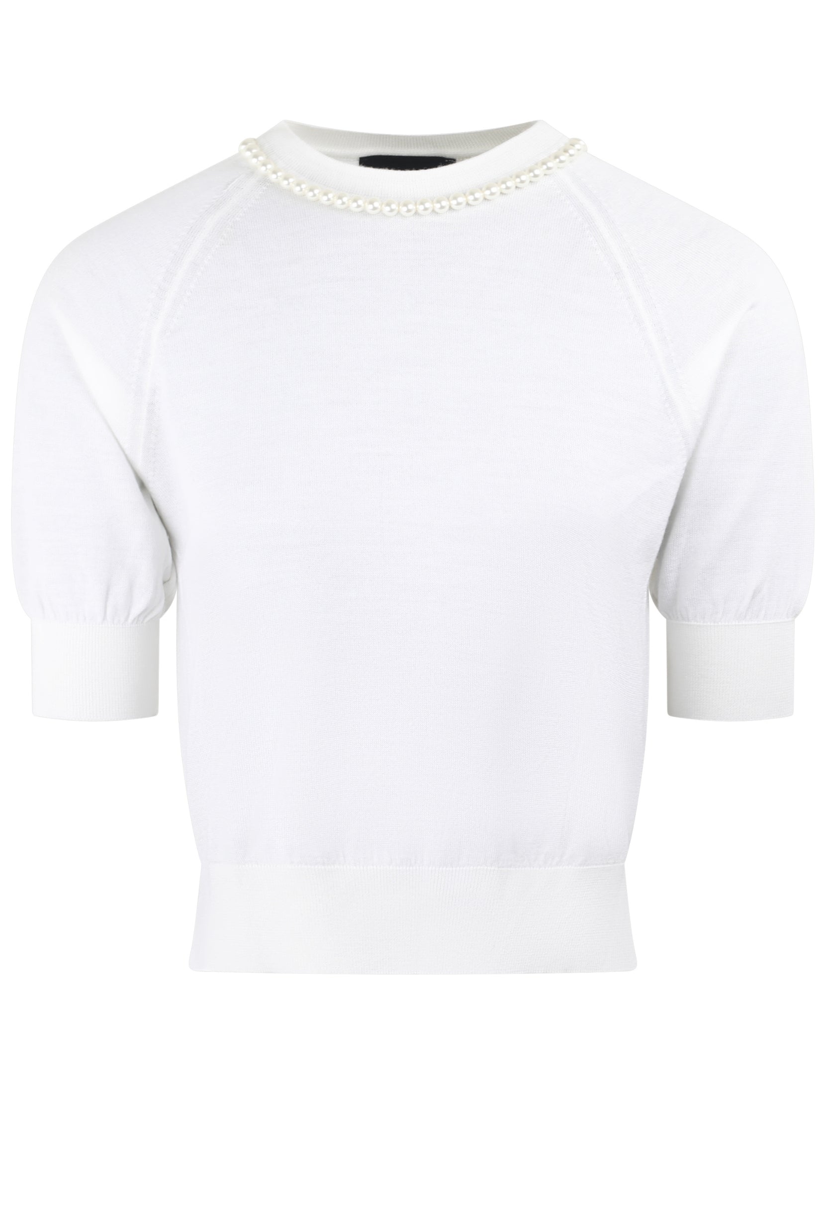 PUFF SLEEVE MERINO SILK JUMPER W/ EMB