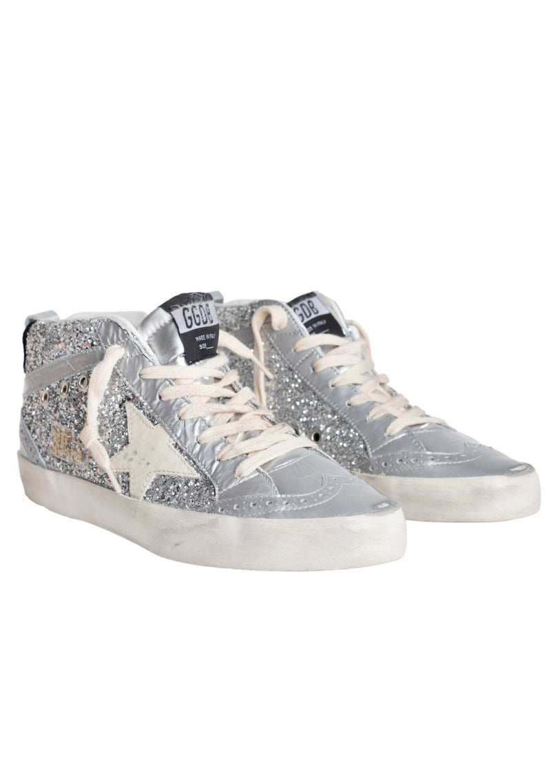 High top silver sales sneakers