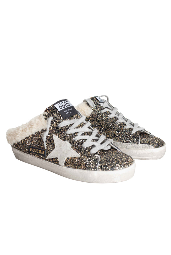 Glitter Shearling backless Sneakers